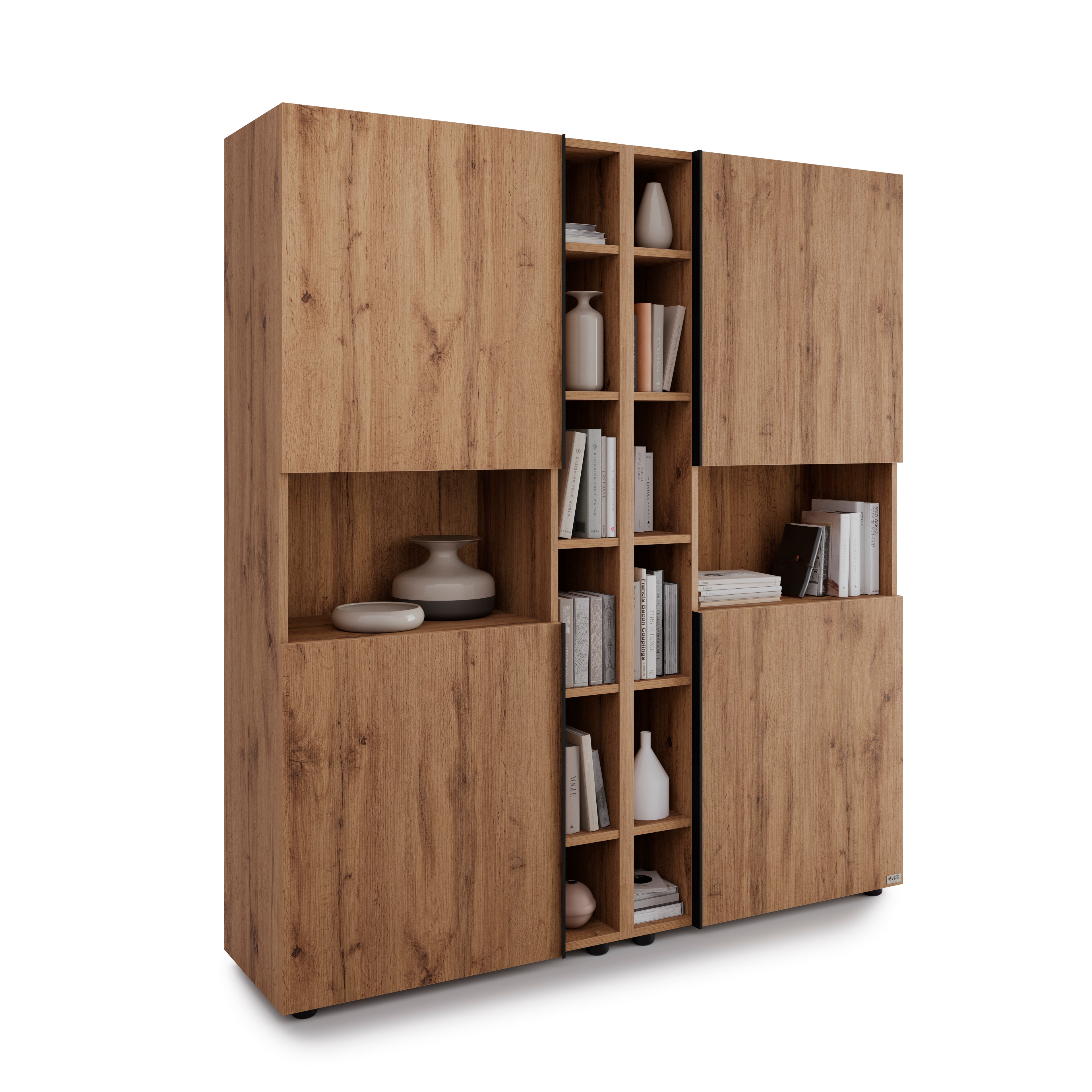 Modulares Bücherregal Romina (153,6 x 173,6 cm), Rustikale Eiche - Main image