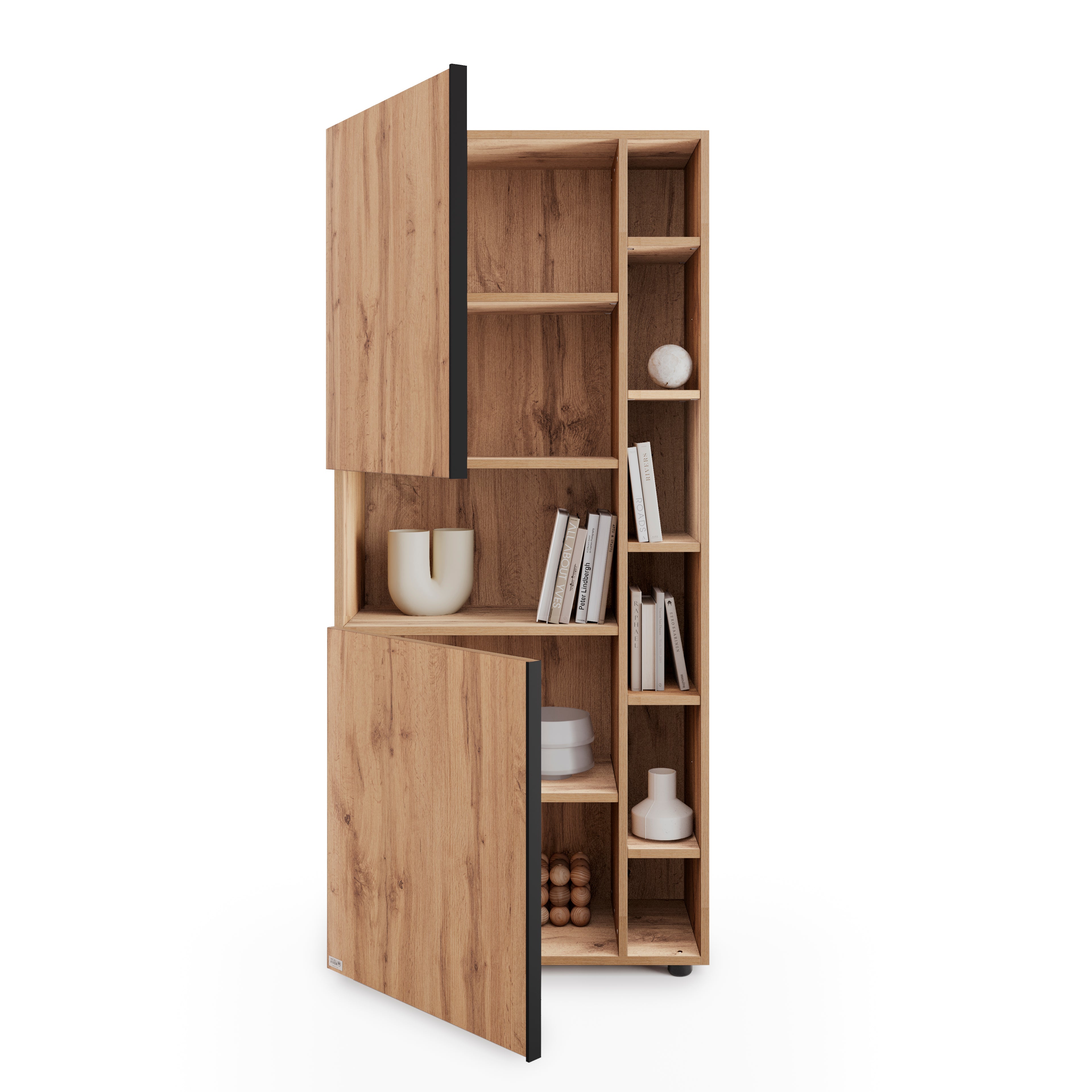 Libreria Componibile Romina (76,8 x 173,6 cm), Rovere Rustico - Immagine dettaglio 1