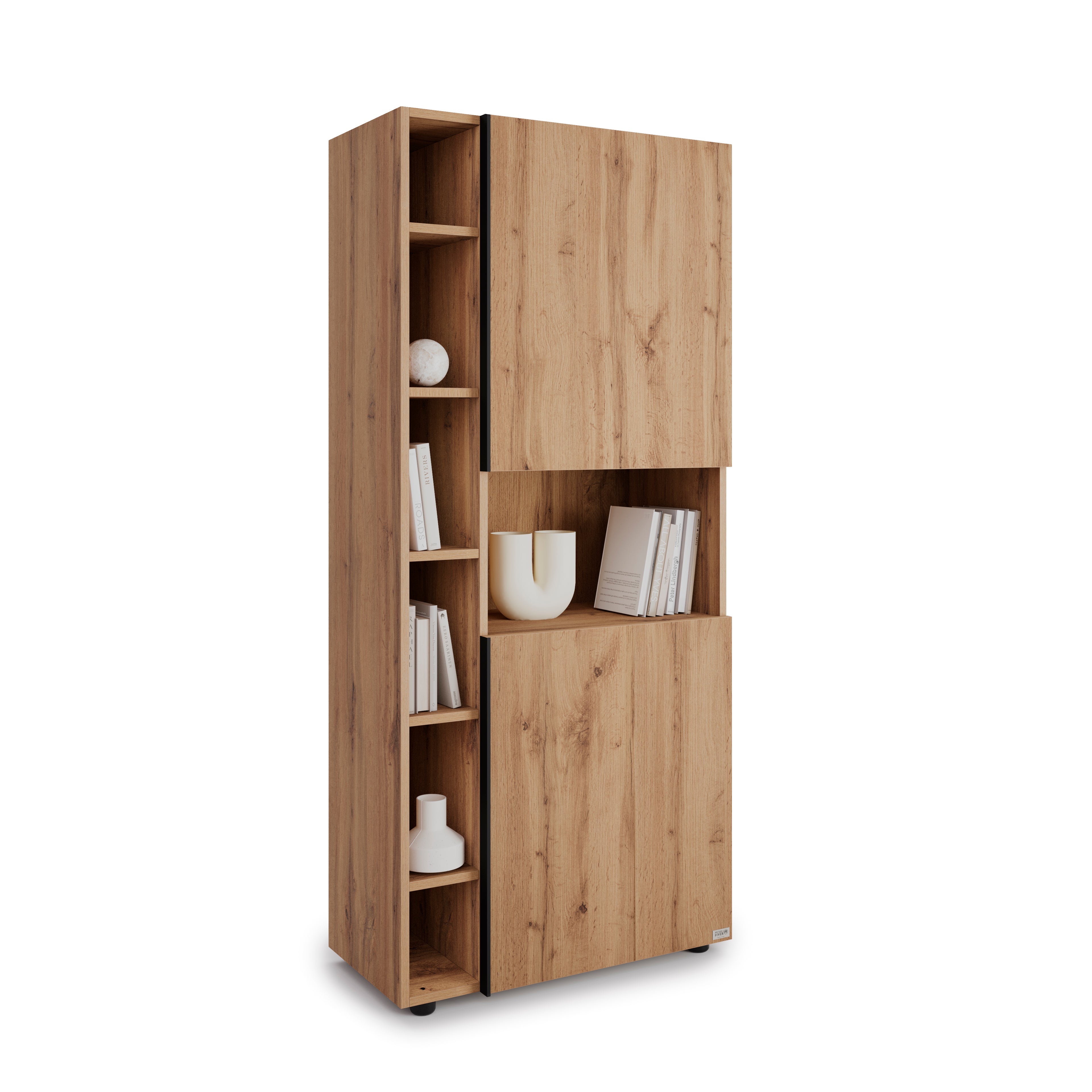 Libreria Componibile Romina (76,8 x 173,6 cm), Rovere Rustico - Immagine dettaglio 4