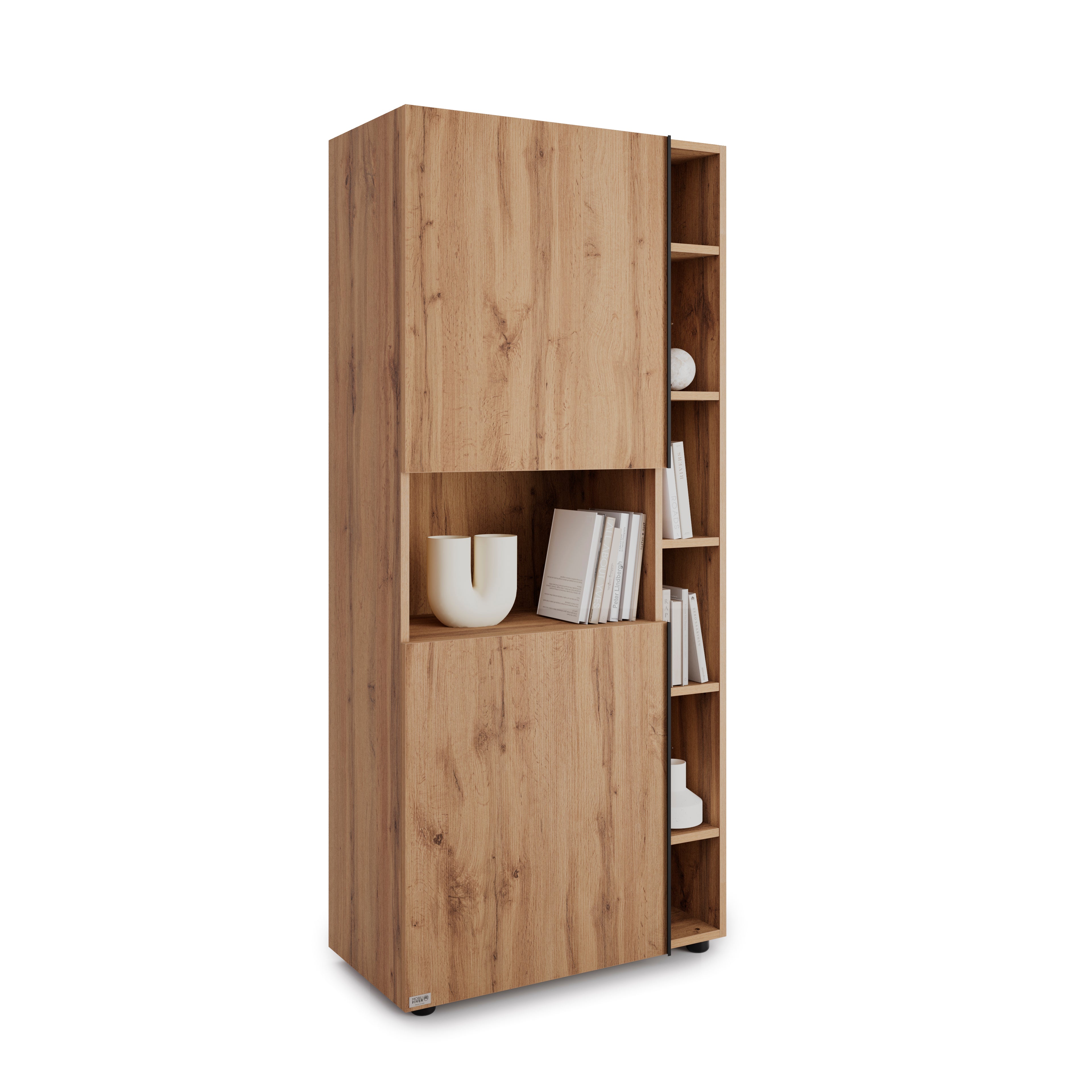 Modulares Bücherregal Romina (76,8 x 173,6 cm), Rustikale Eiche