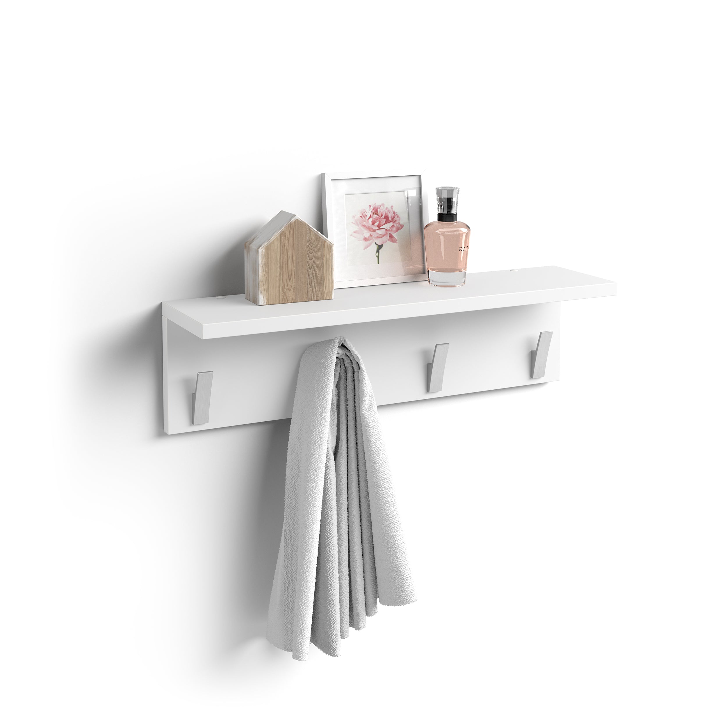 Wall coat hanger, Rachele, 23.62 in, Matt White