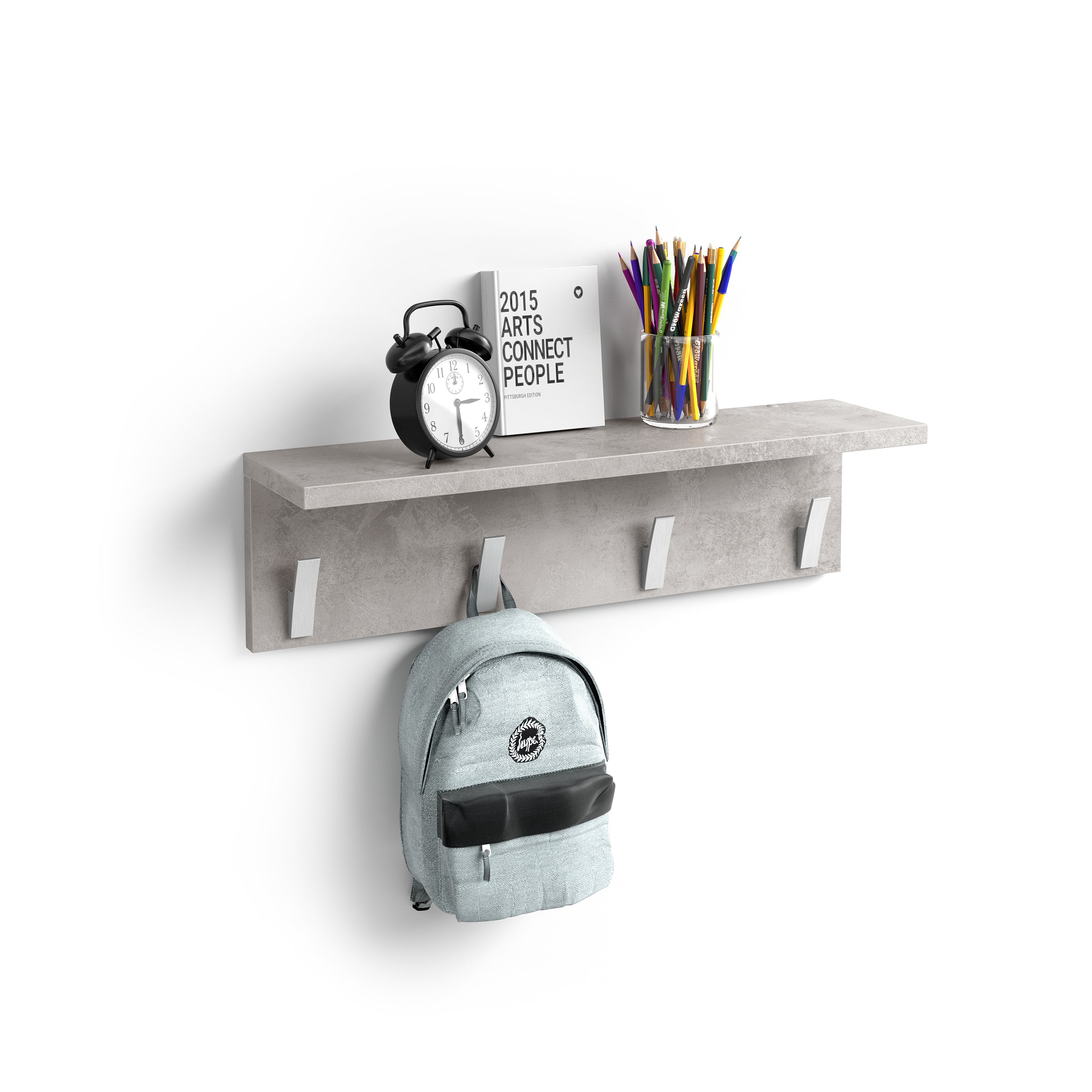 Perchero de pared Rachele, 60 cm, color Cemento gris