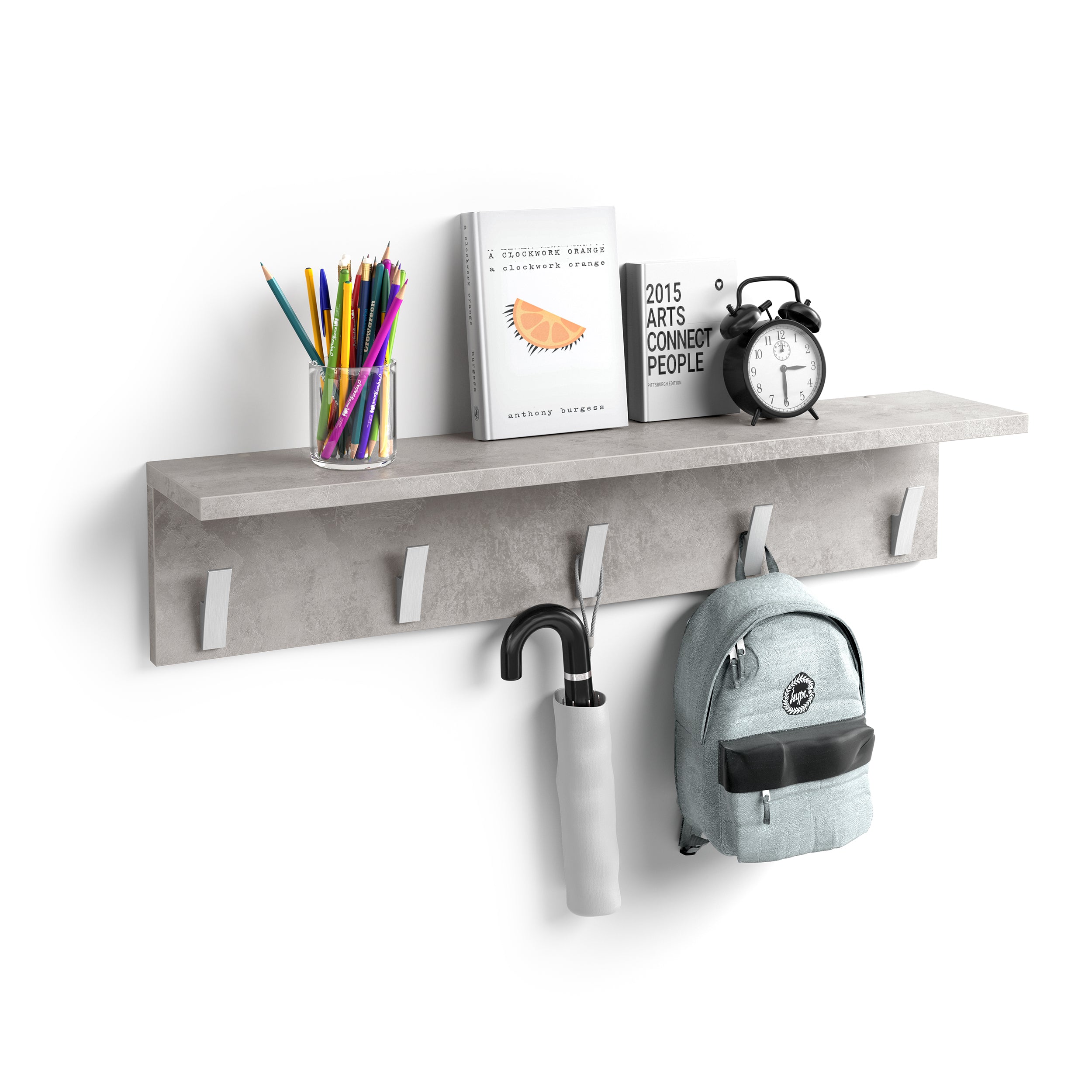 Wall coat hanger, Rachele, 80 cm, Concrete Effect, Grey - Main image