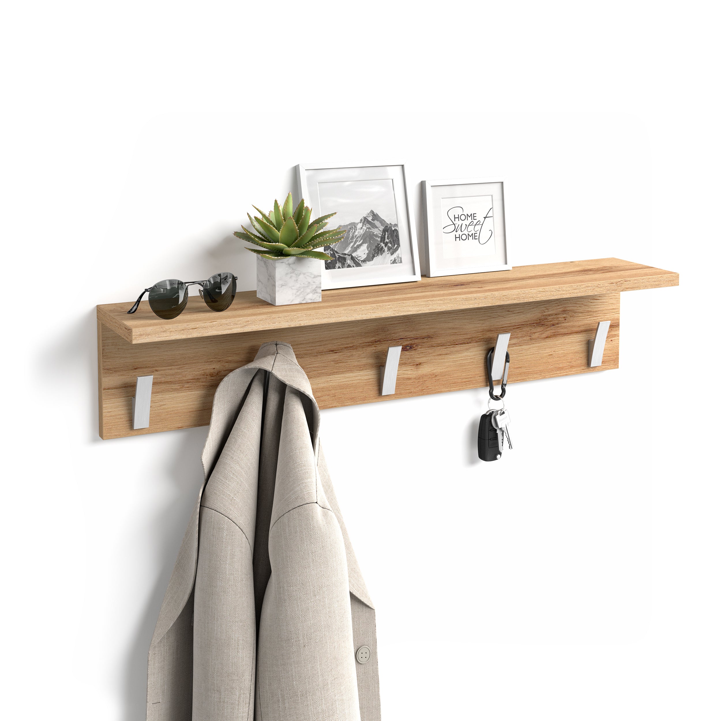 Porte manteau mural, Rachele, 80 cm, Bois Rustique