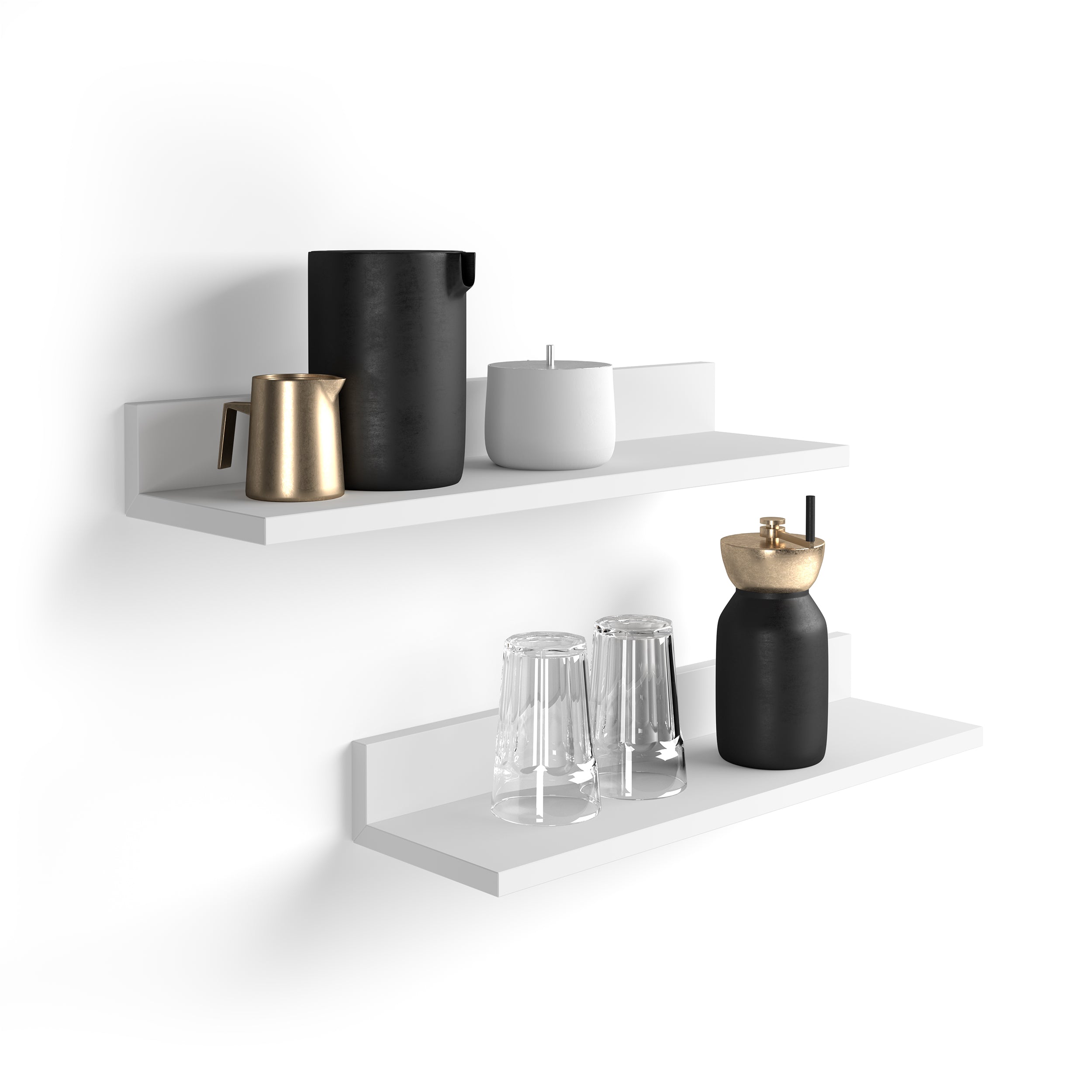 Set of 2 Rachele shelves, 31.49 in, Matt White
