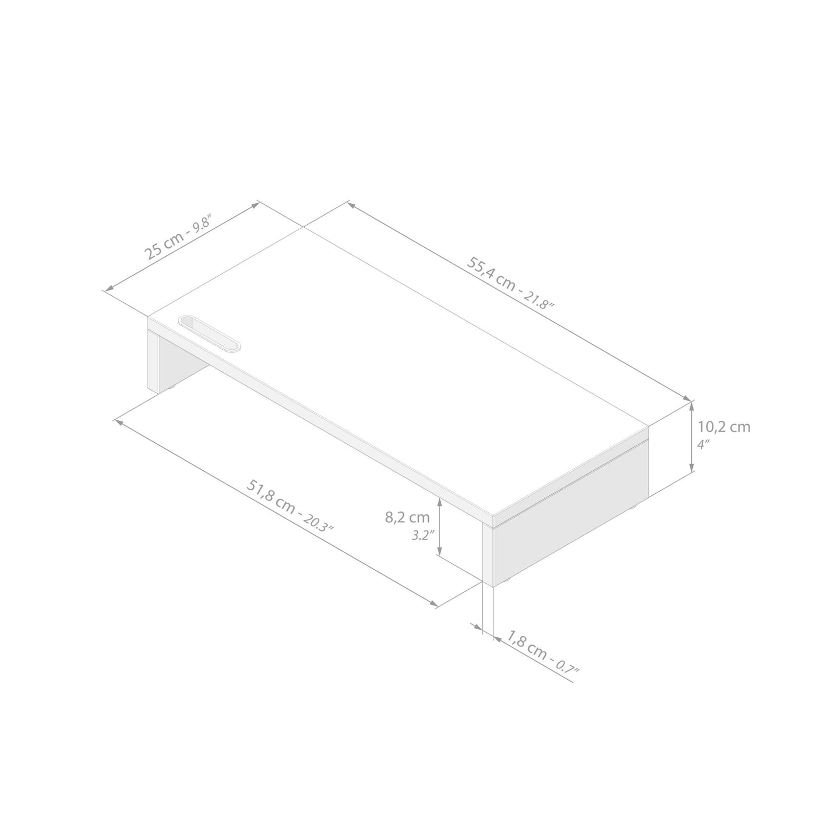 Supporto per monitor Riki da scrivania, h.10 cm, color Nero Cemento - Immagine tecnica 1
