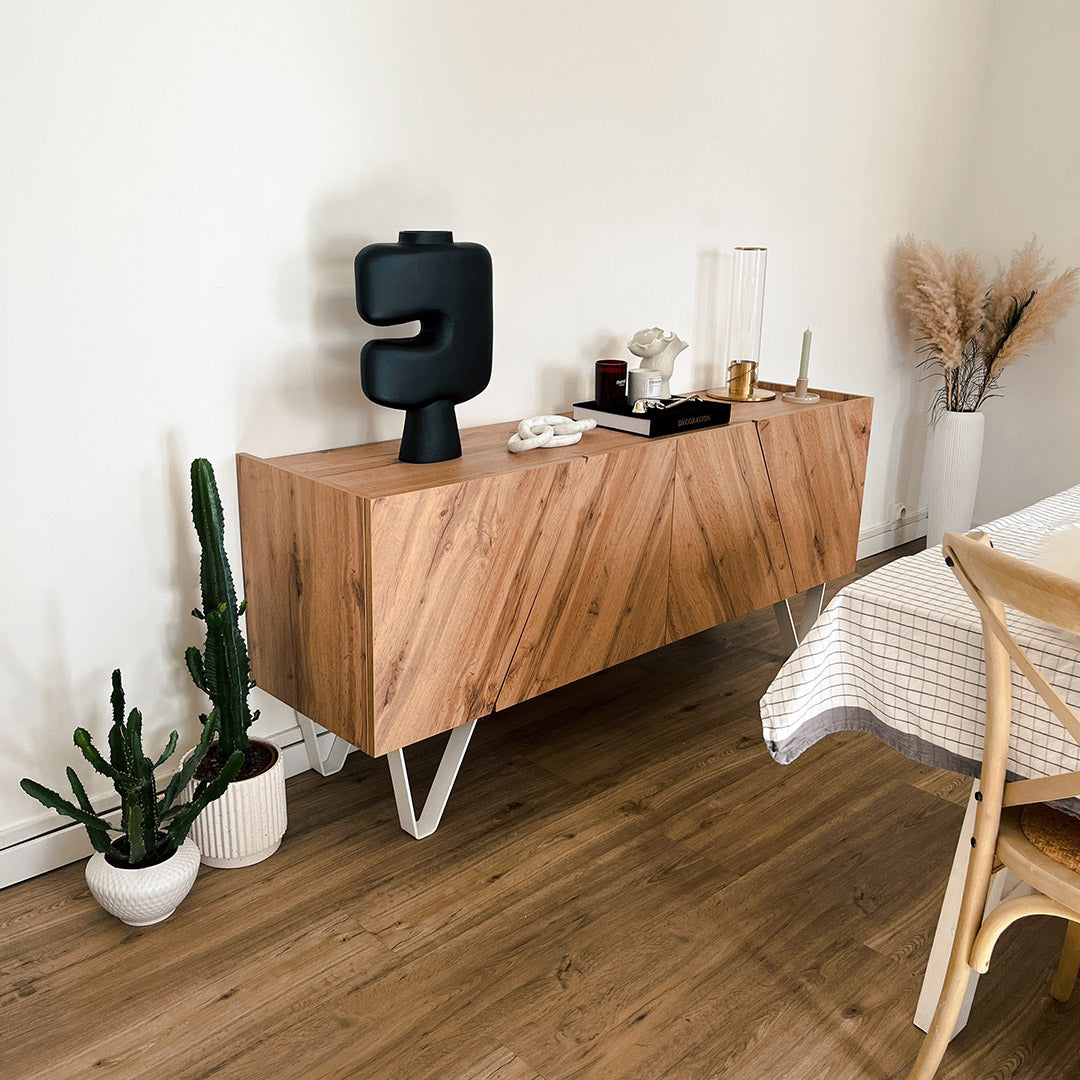 Emma 4-türiges Sideboard mit weißen Beinen, rustikale Eiche - Set image 3