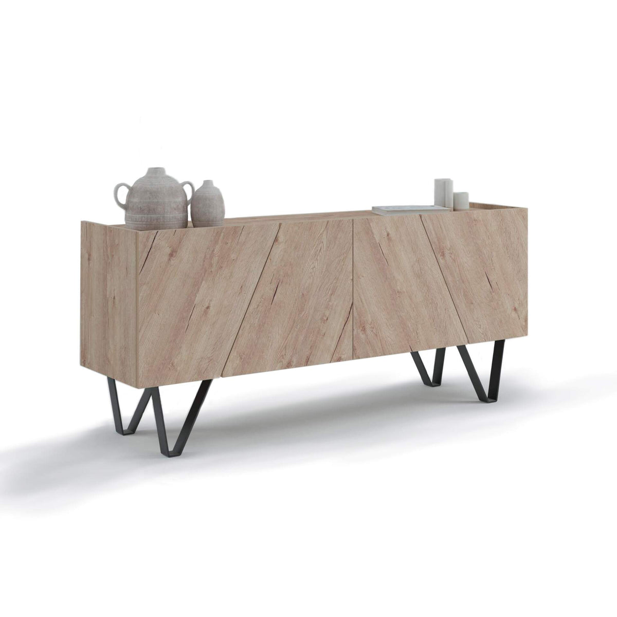Madia-Buffet 4 ante Emma con gambe nere, Quercia