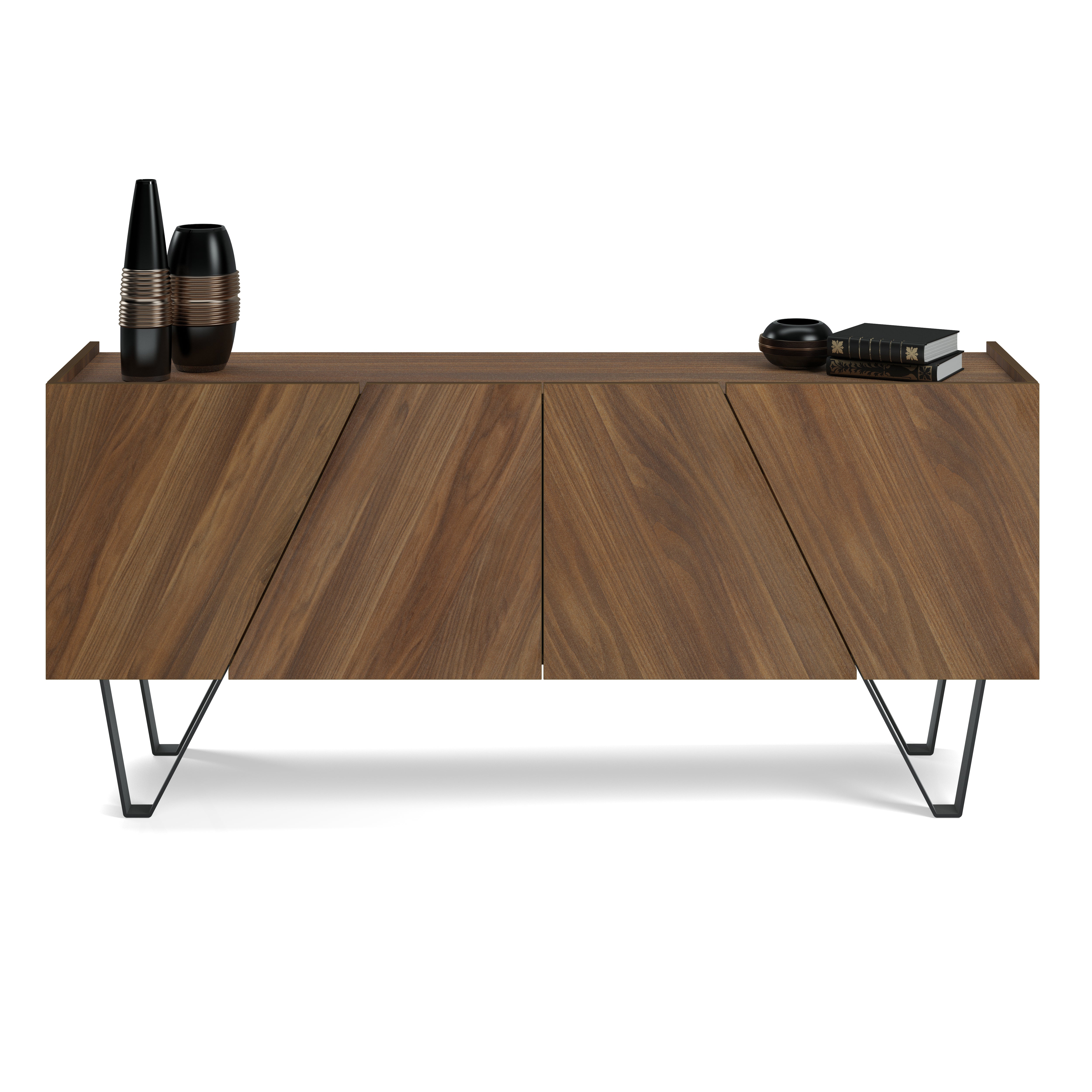 Madia-Buffet 4 ante Emma con gambe nere, Noce Canaletto