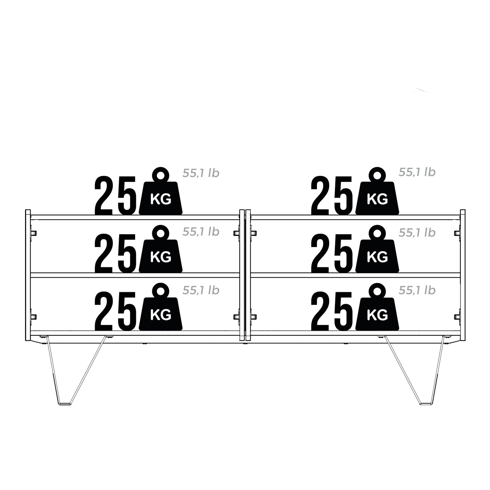 Emma 4-door Sideboard with black legs, Concrete Effect, Black - Immagine tecnica 2