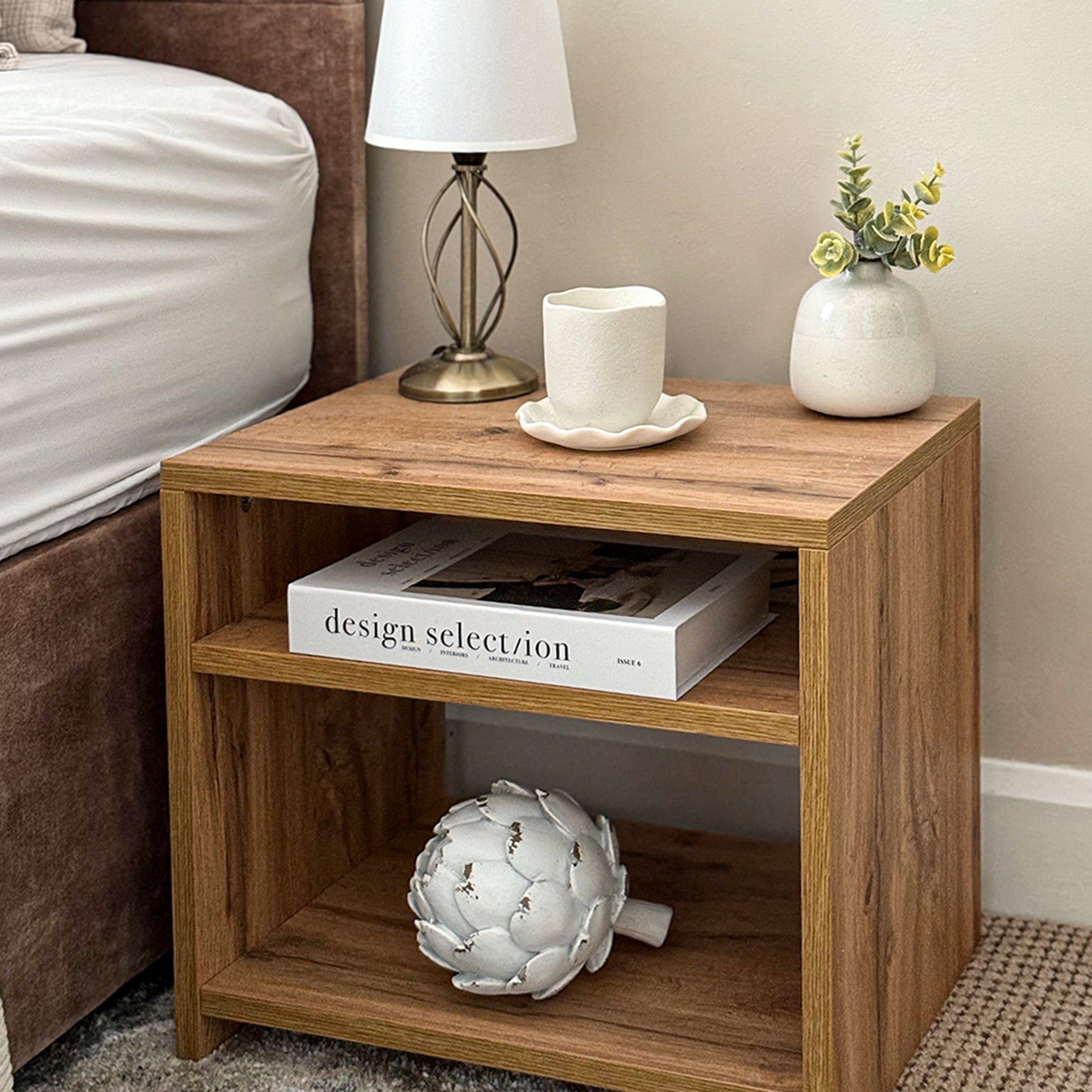 Martino Bedside Table, Rustic Oak - Set image 3