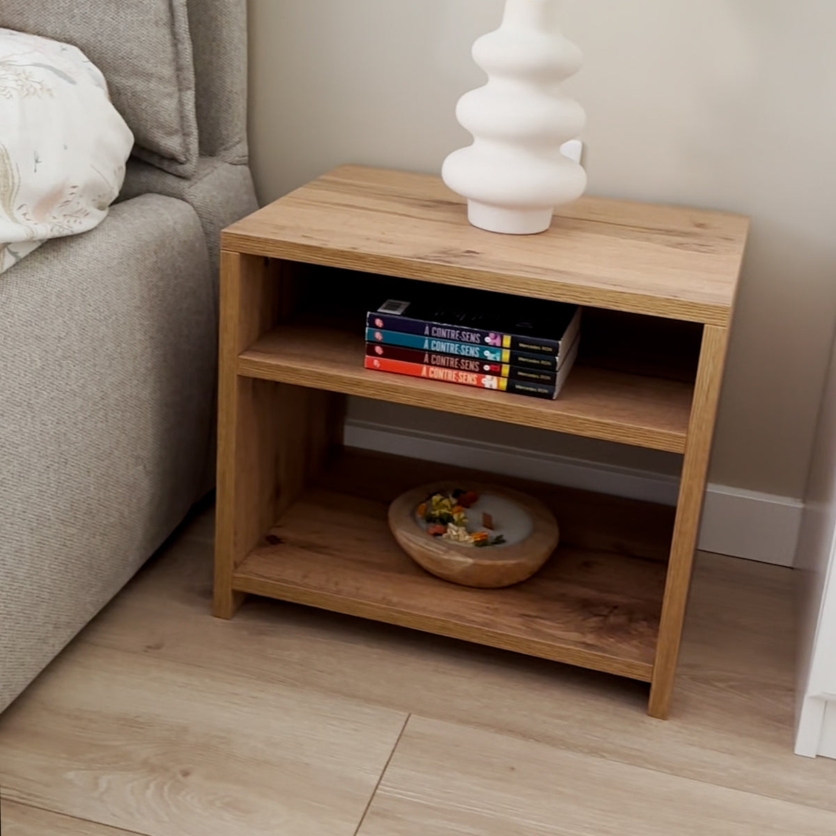 Martino Bedside Table, Rustic Oak