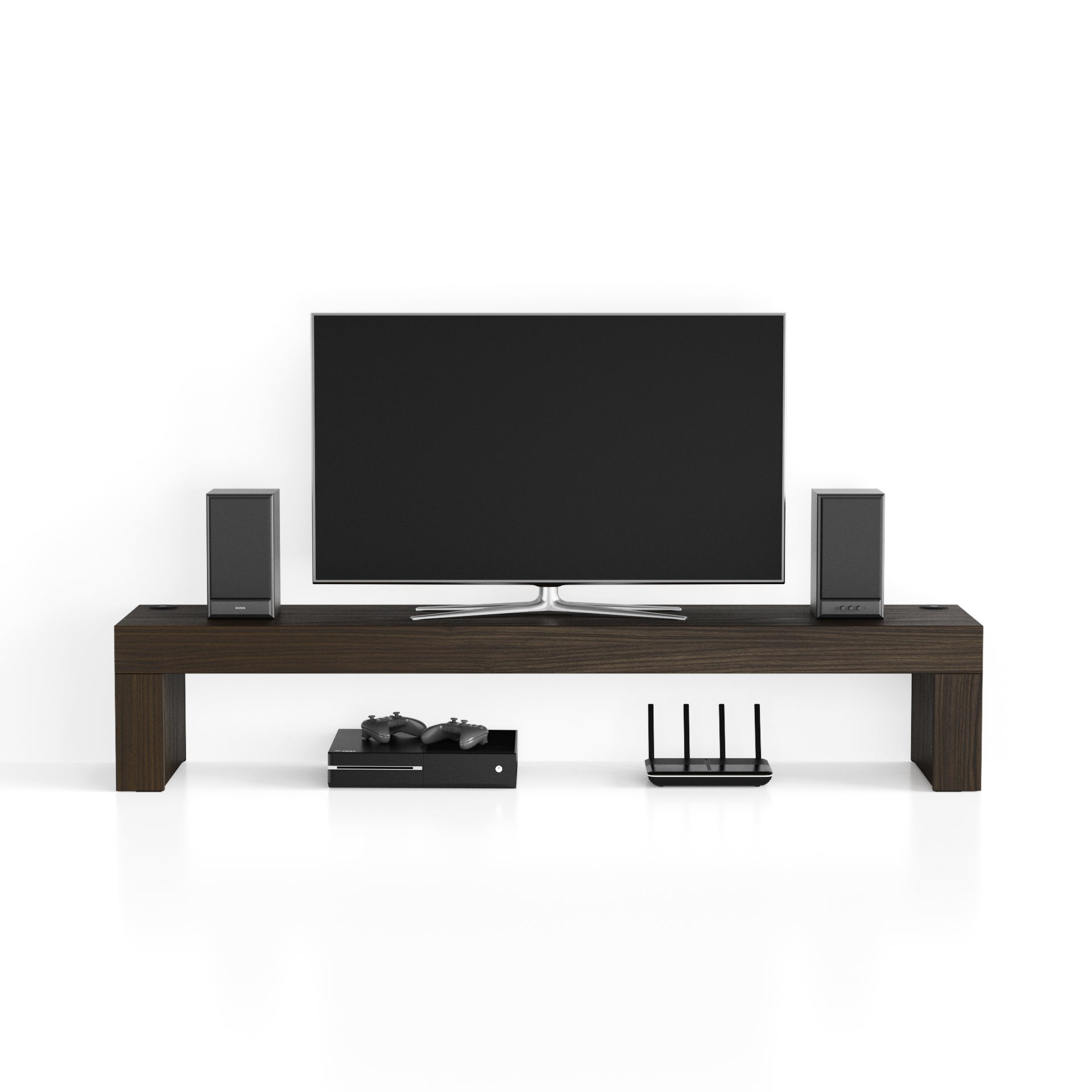 Evolution TV Stand 70.9 x 15.7 in, with Wireless Charger, Dark Walnut - Detail image 1