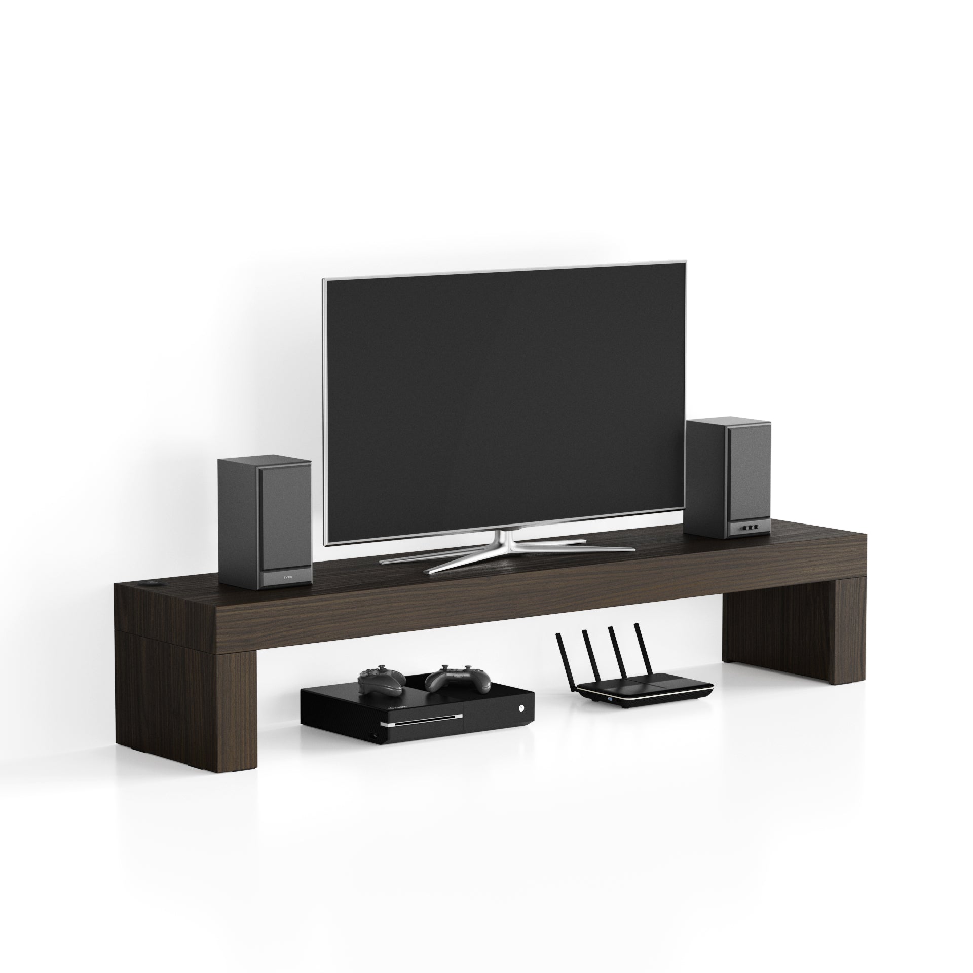Evolution TV Stand 70.9 x 15.7 in, with Wireless Charger, Dark Walnut - Main image