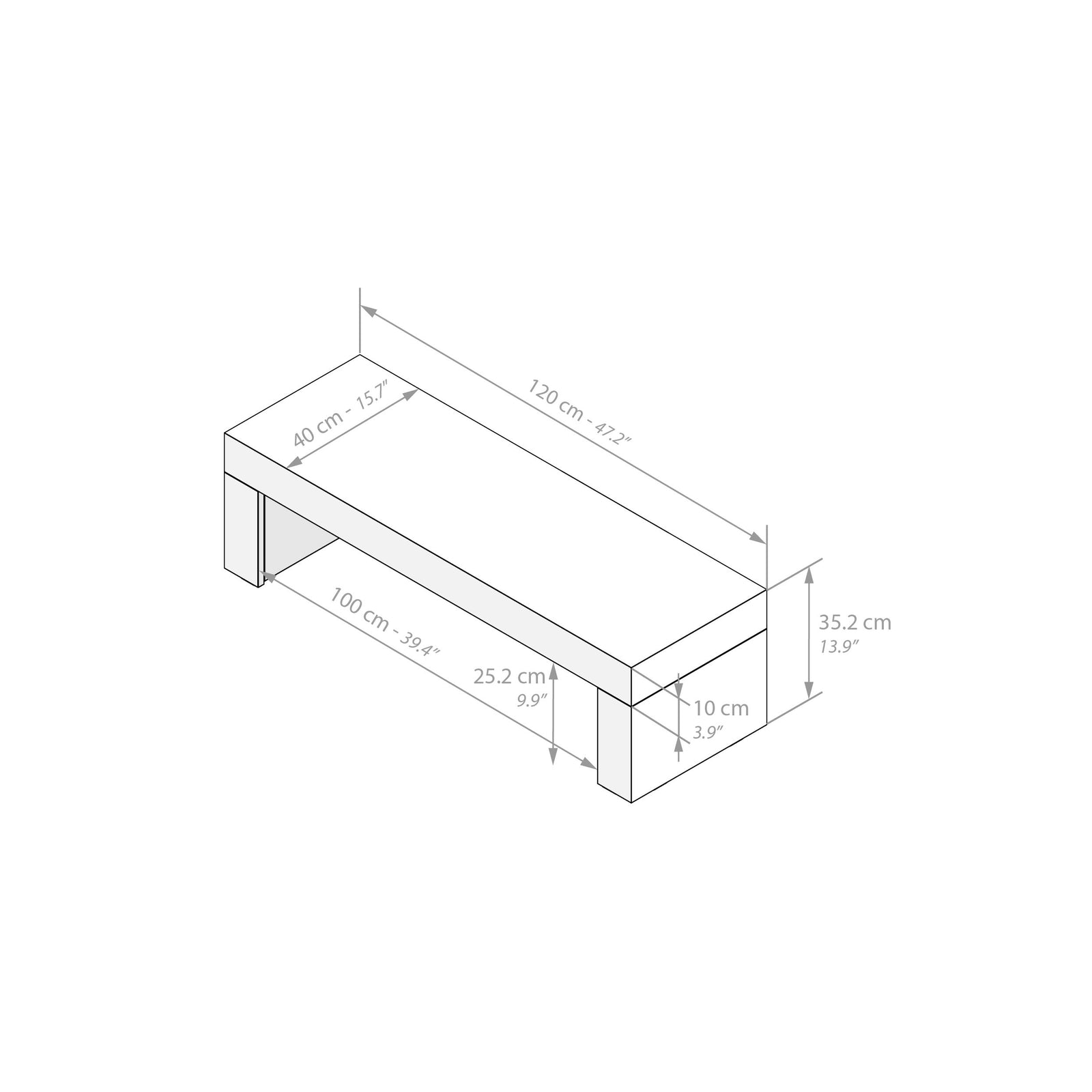 Evolution TV Stand 120x40, Dark Walnut - Immagine tecnica 1