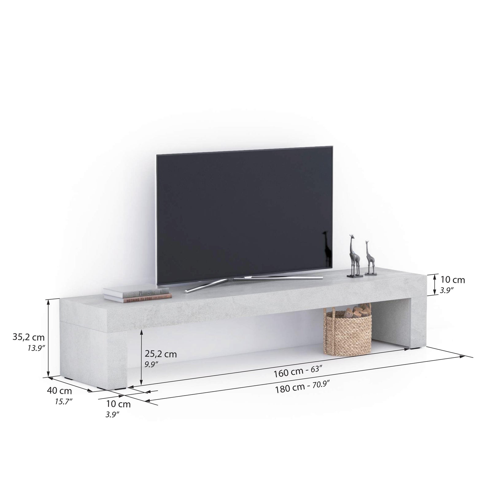 Suport TV Evolution 180x40, Gri Ciment - Immagine tecnica 1