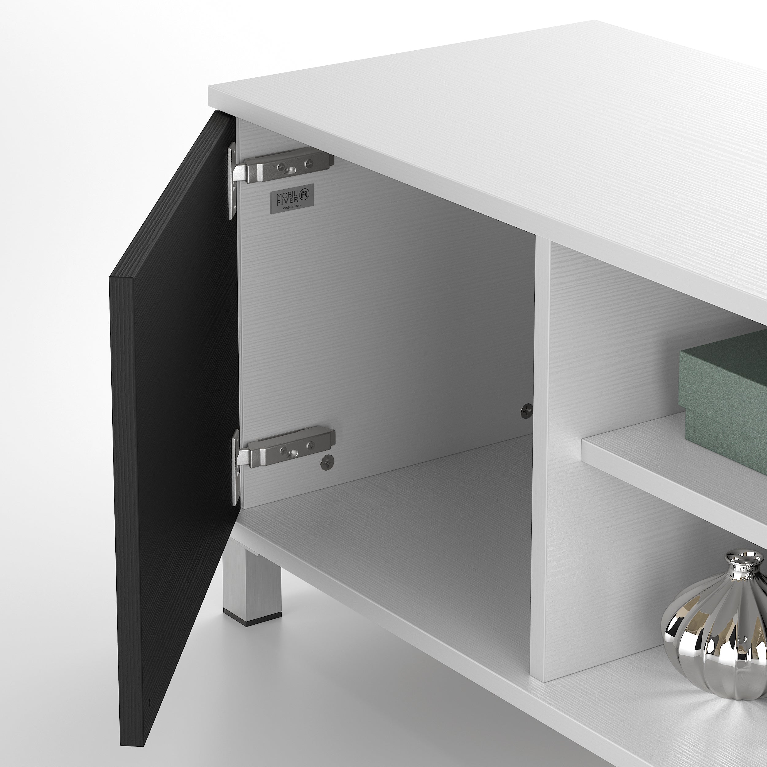 Rachele TV-Schrank, Esche, Weiß und Esche, Schwarz - Detail image 1