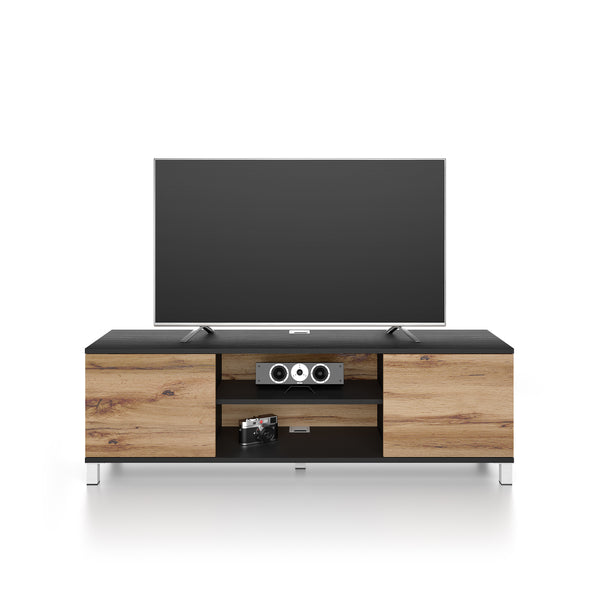 Rachele TV Stand, Ashwood Black and Rustic Oak
