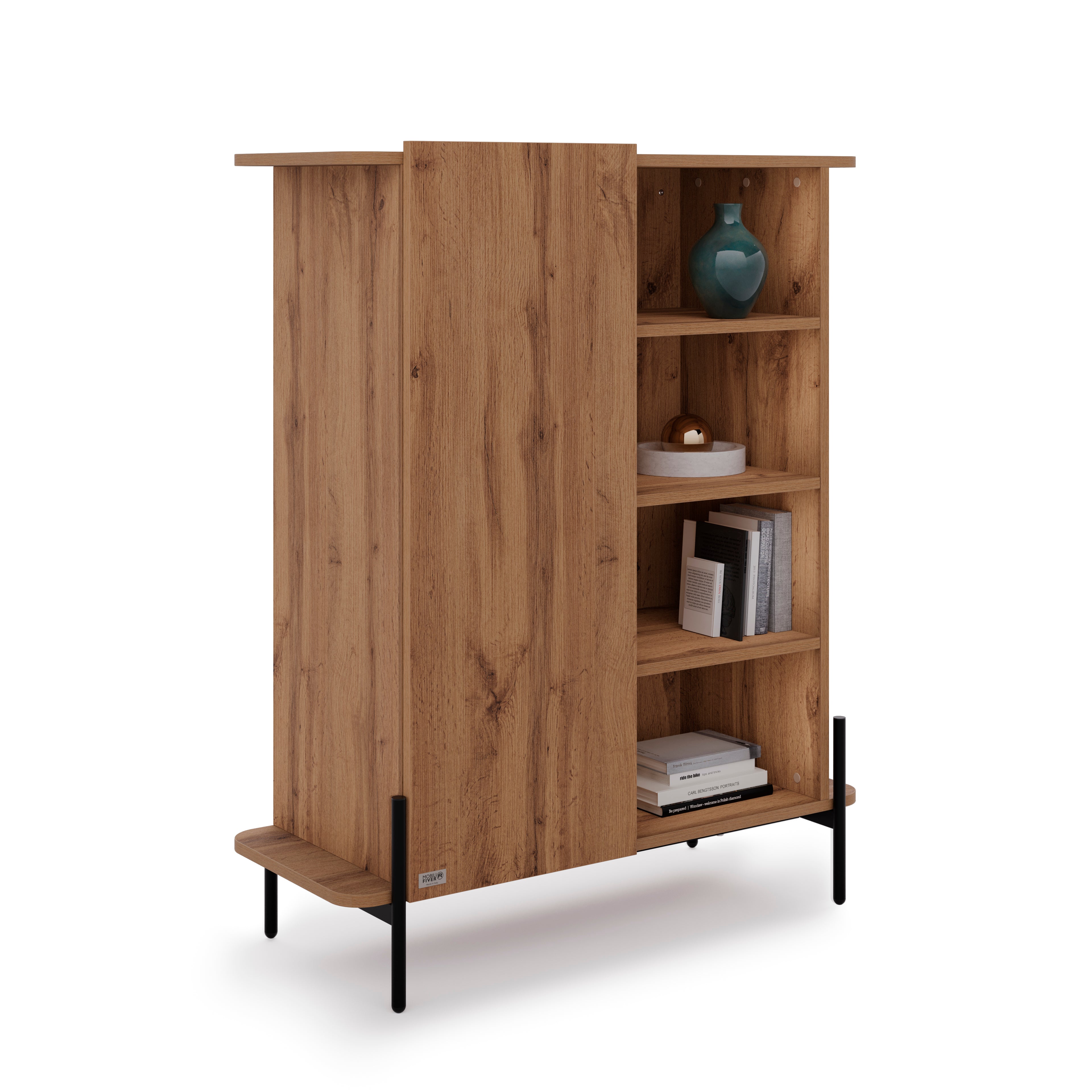 Credenza Alta Olivia con 1 Anta (97x40,3x120 cm), Rovere Rustico - Immagine dettaglio 3