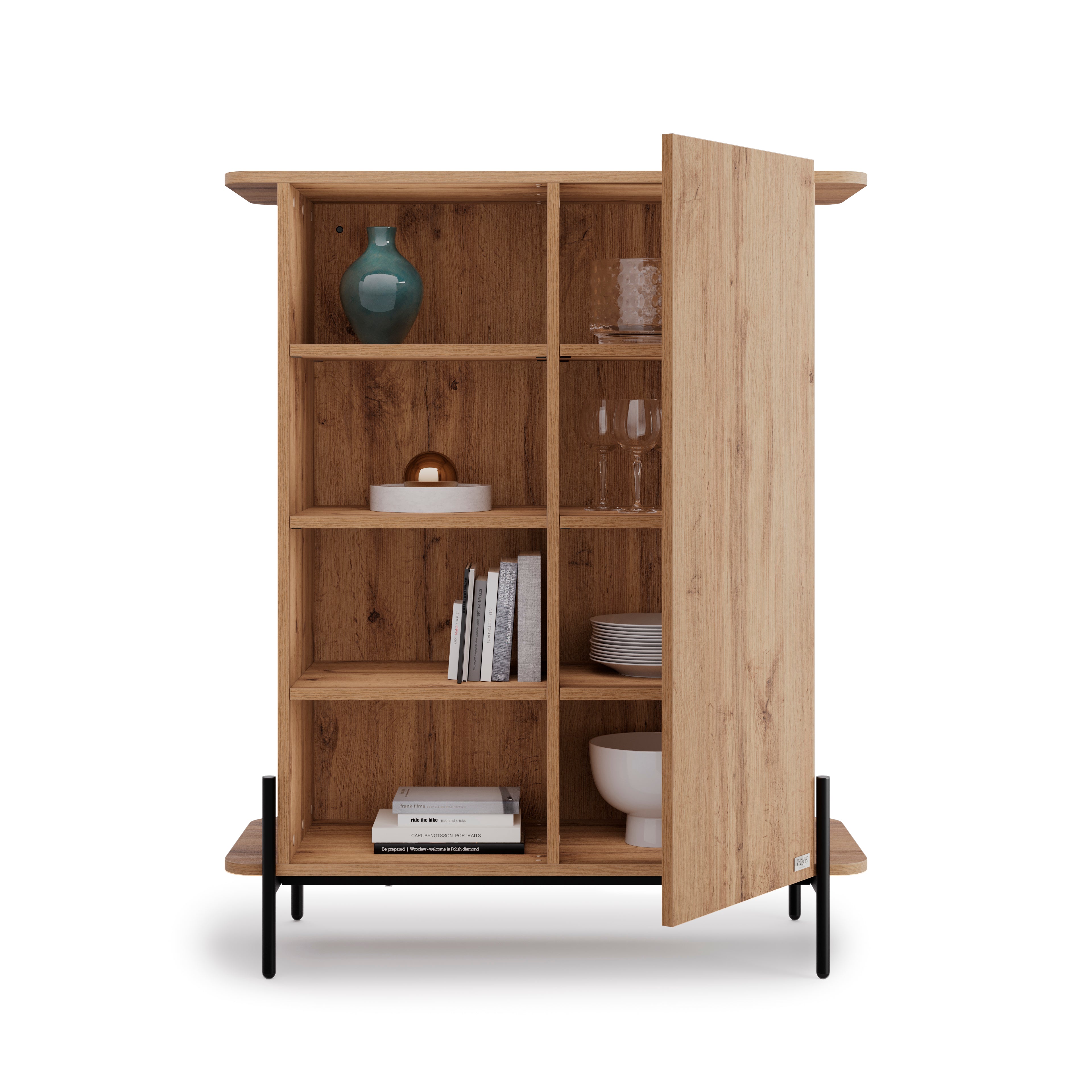 Credenza Alta Olivia con 1 Anta (97x40,3x120 cm), Rovere Rustico - Immagine dettaglio 2