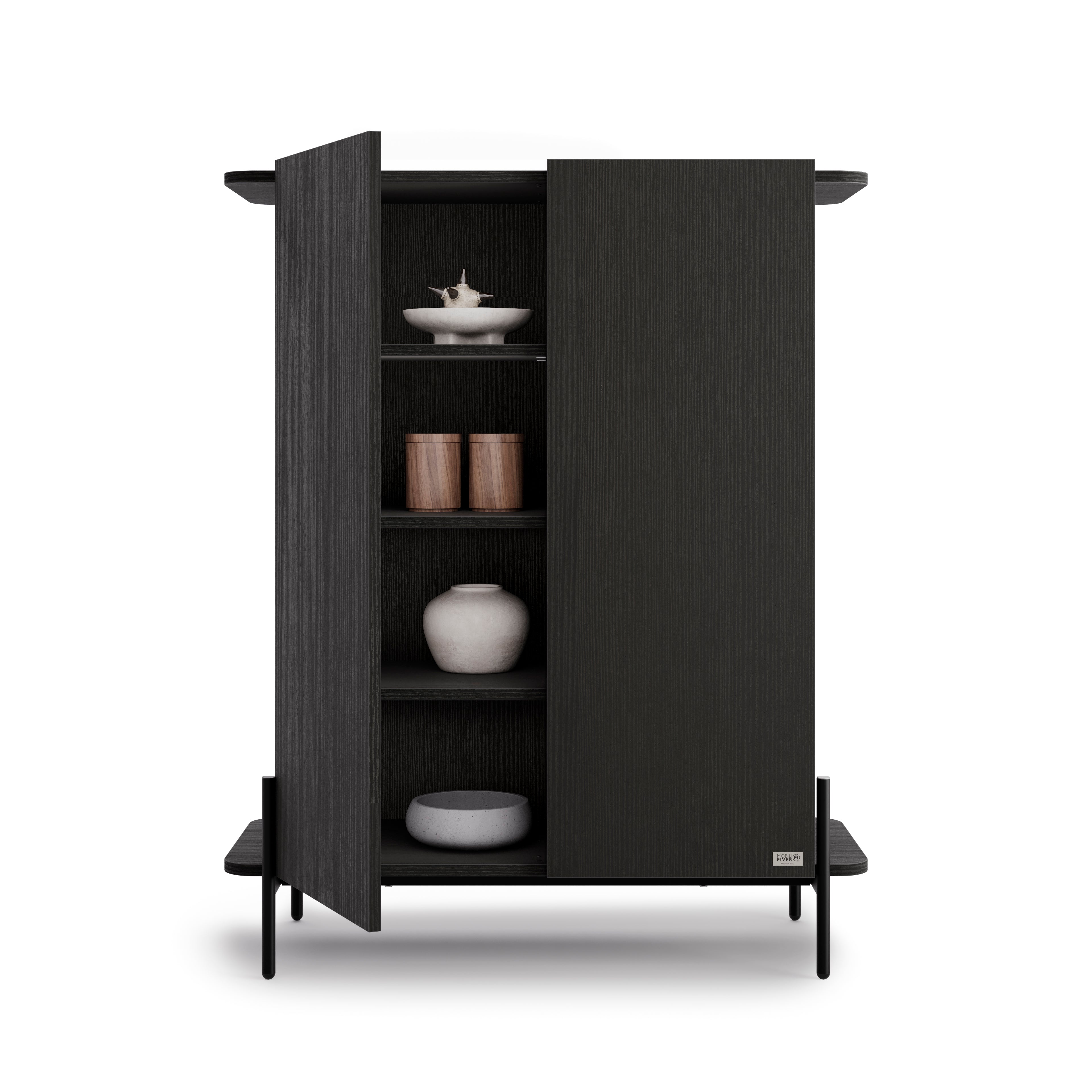 Olivia Tall Sideboard with 2 Doors 38.2x15.9x47.2 in, Ashwood Black - Detail image 1