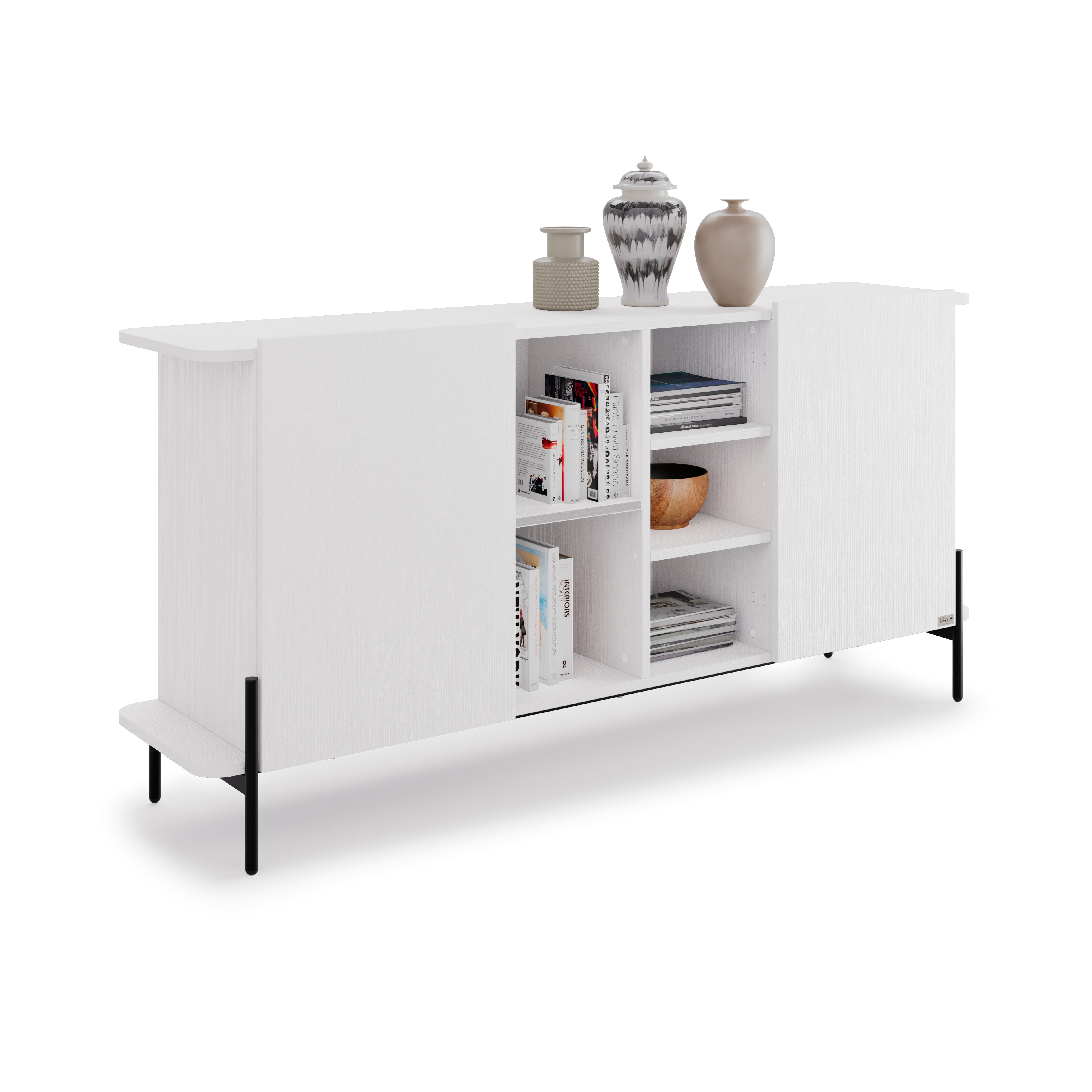 Olivia Sideboard mit 2 Türen (167x40,3x81,7 cm), Esche, Weiß - Detail image 2