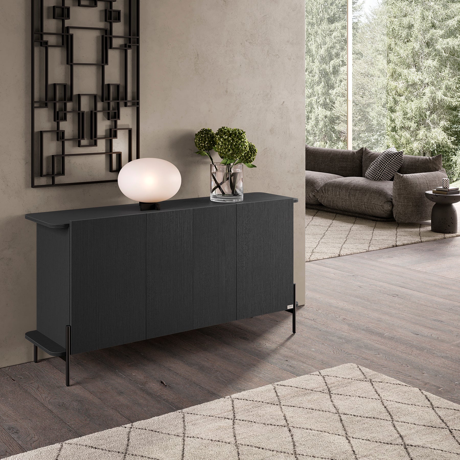 Olivia Sideboard with 2 Doors (167x40,3x81,7 cm), Ashwood Black - Set image 1