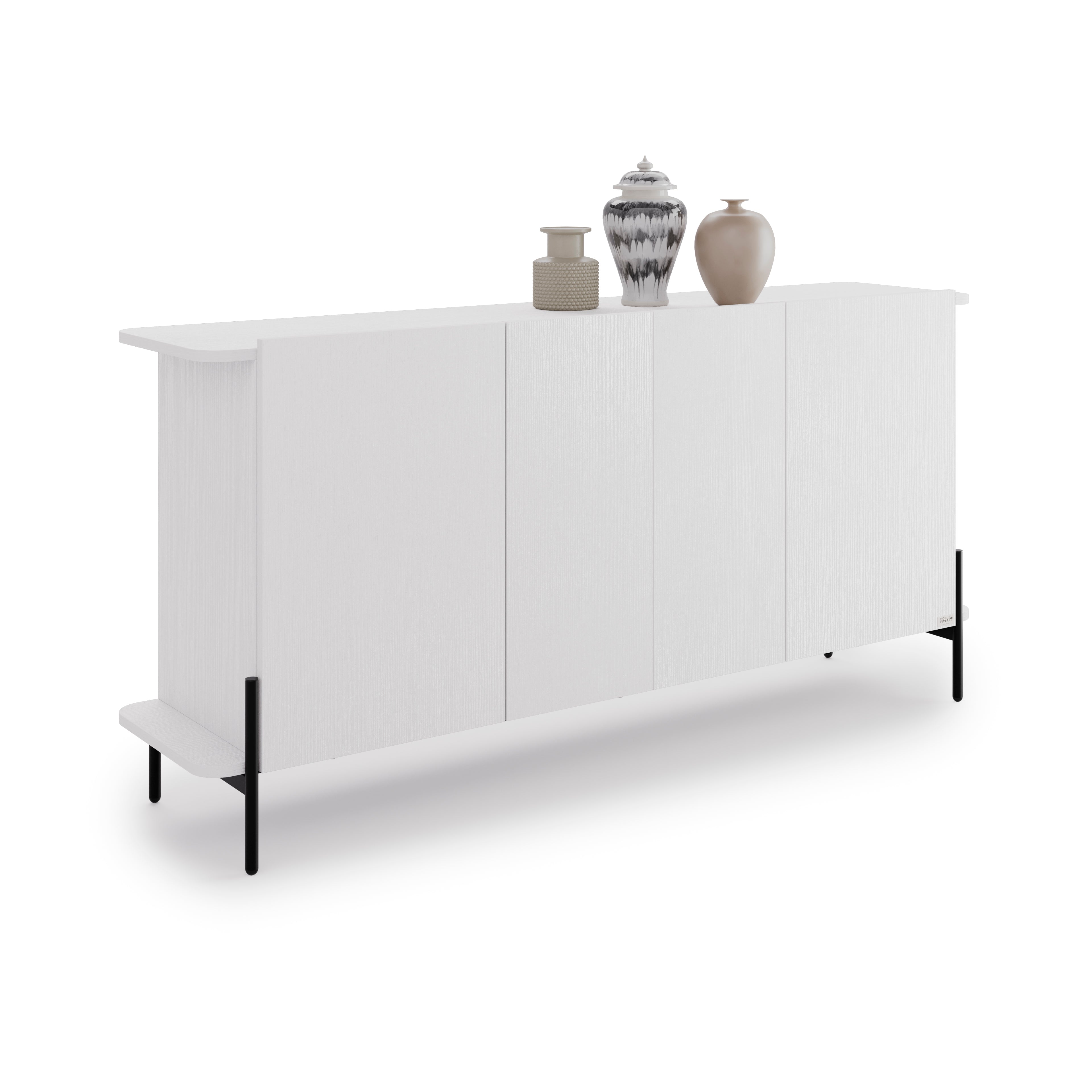 Olivia Sideboard mit 4 Türen (167x40,3x81,7 cm), Esche, Weiß - Detail image 2