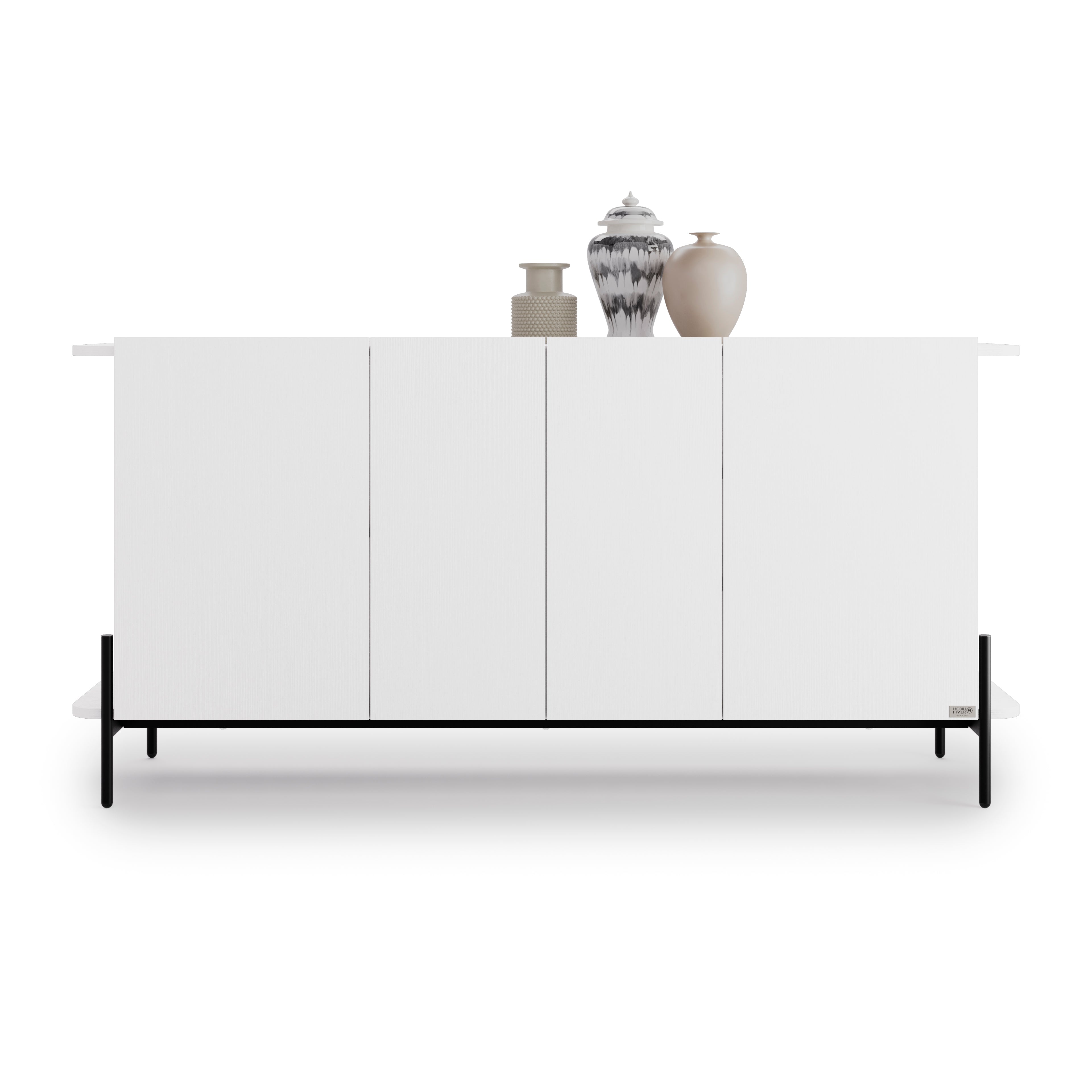 Madia Olivia con 4 ante (167x40,3x81,7 cm), Bianco Frassino