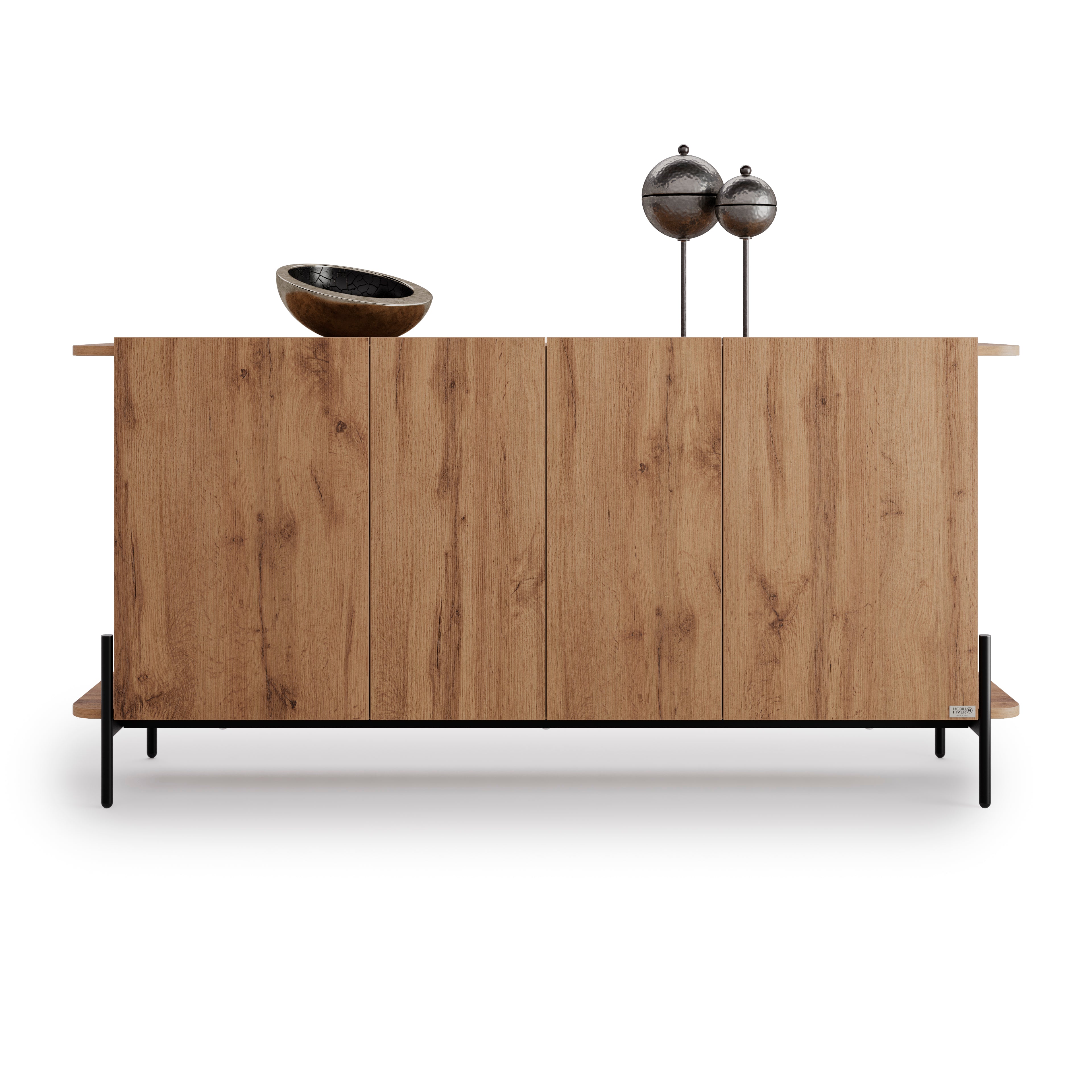 Olivia Sideboard mit 4 Türen (167x40,3x81,7 cm), Rustikale Eiche - Main image