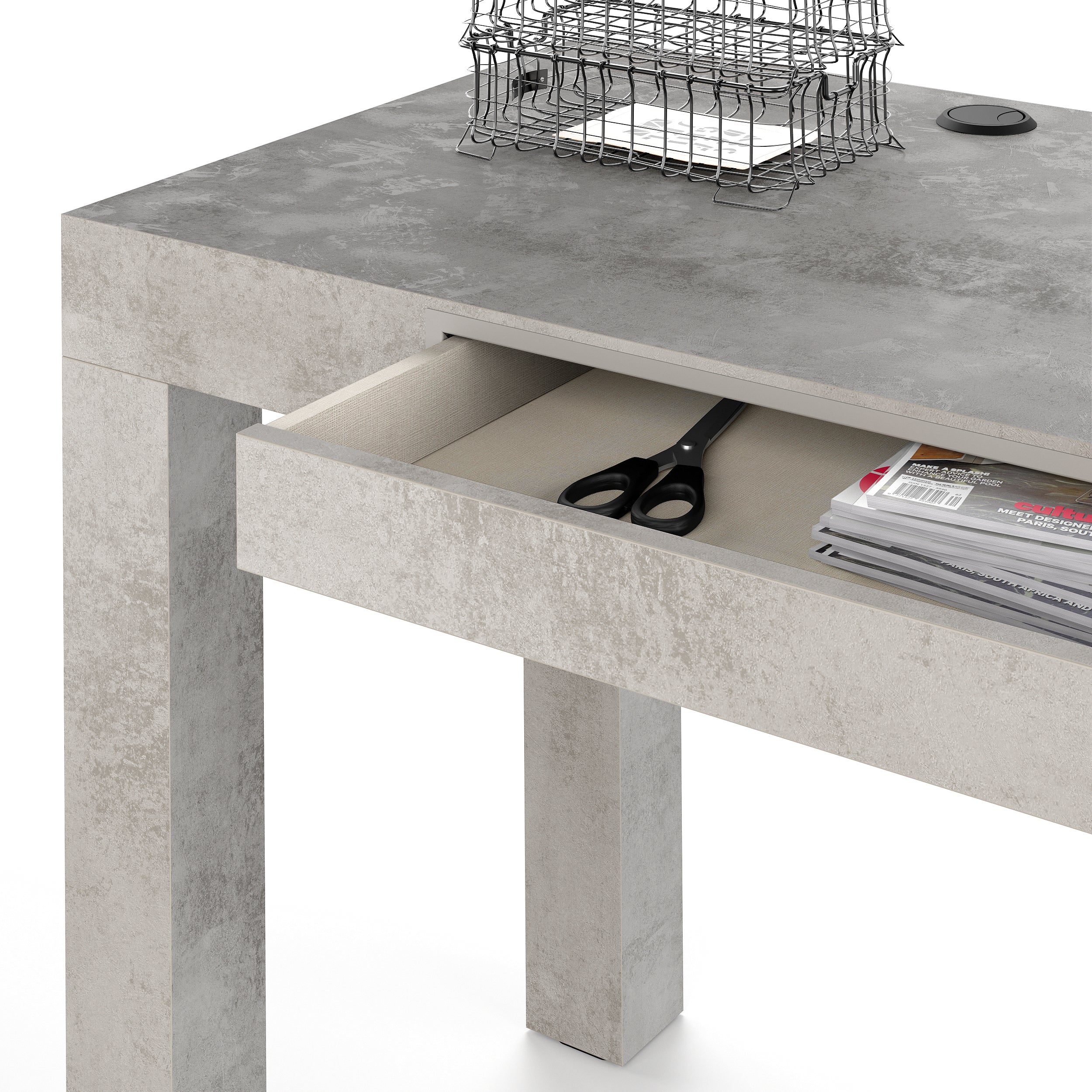 Scrivania multifunzionale First, Grigio Cemento