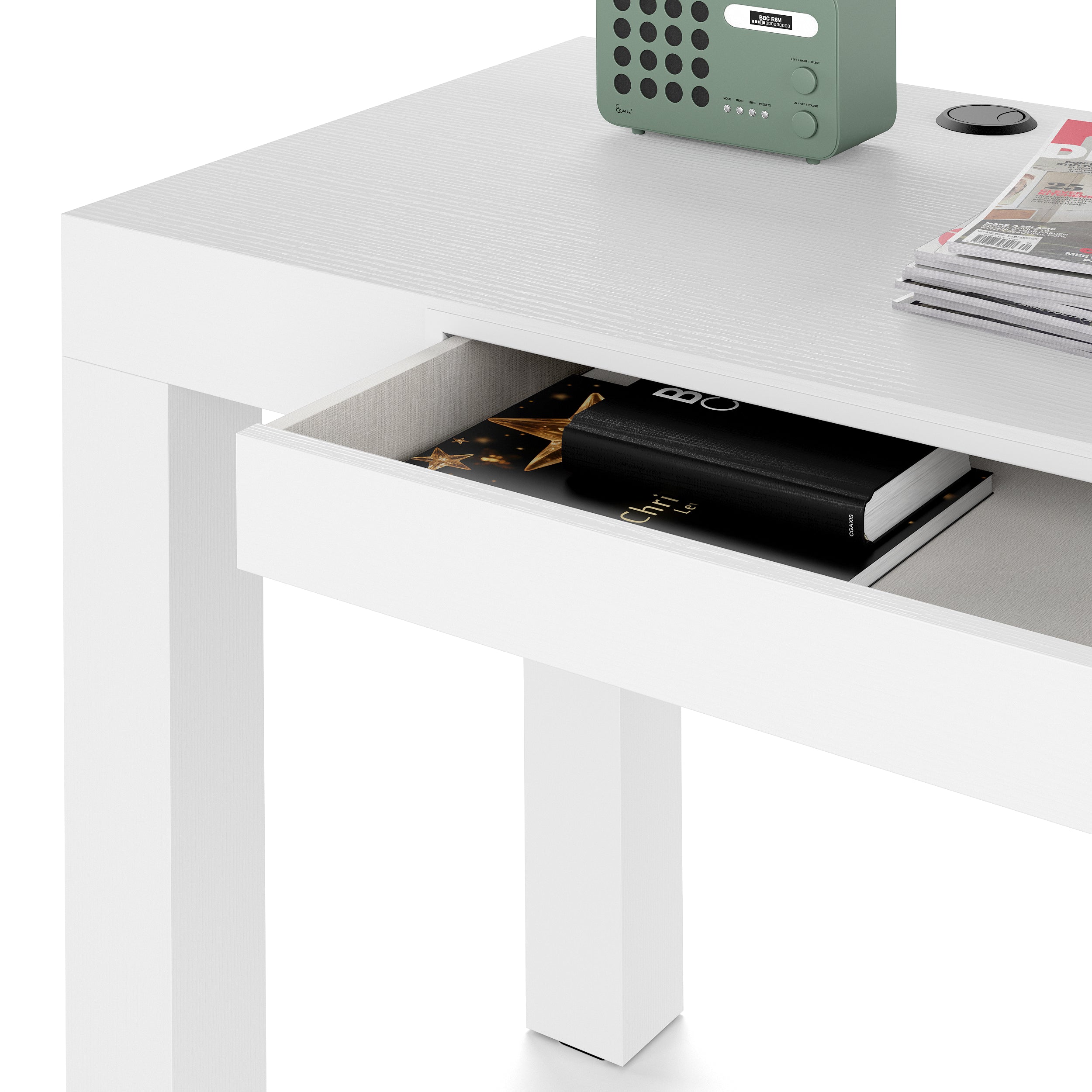 Escritorio multifuncional First, Fresno blanco