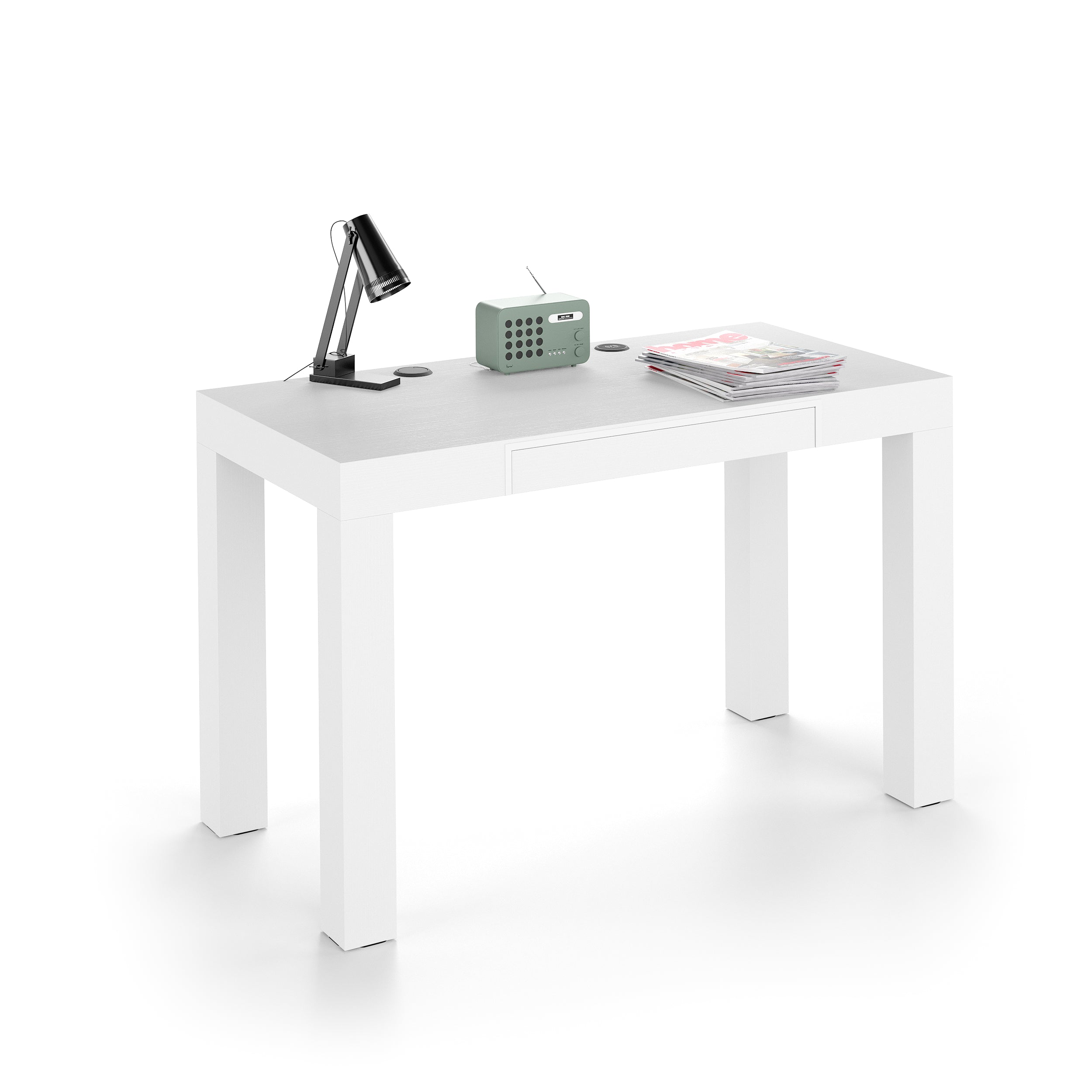First desk with drawer, Ashwood White