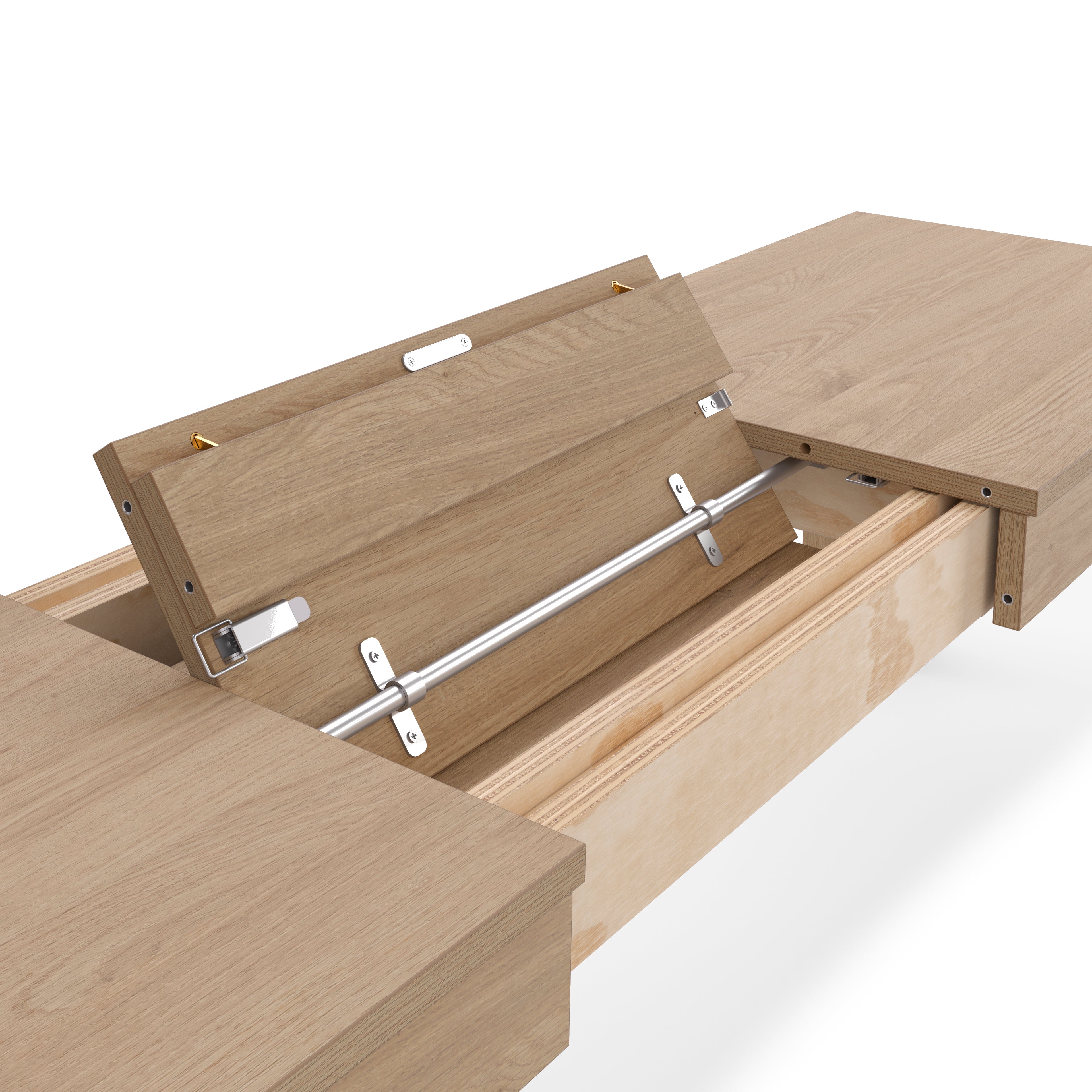Table extensible Rachele 160(225)x90 cm + 2 bancs extensibles Rachele 140(192,5)x45 cm, Chêne Clair - Detail image 5