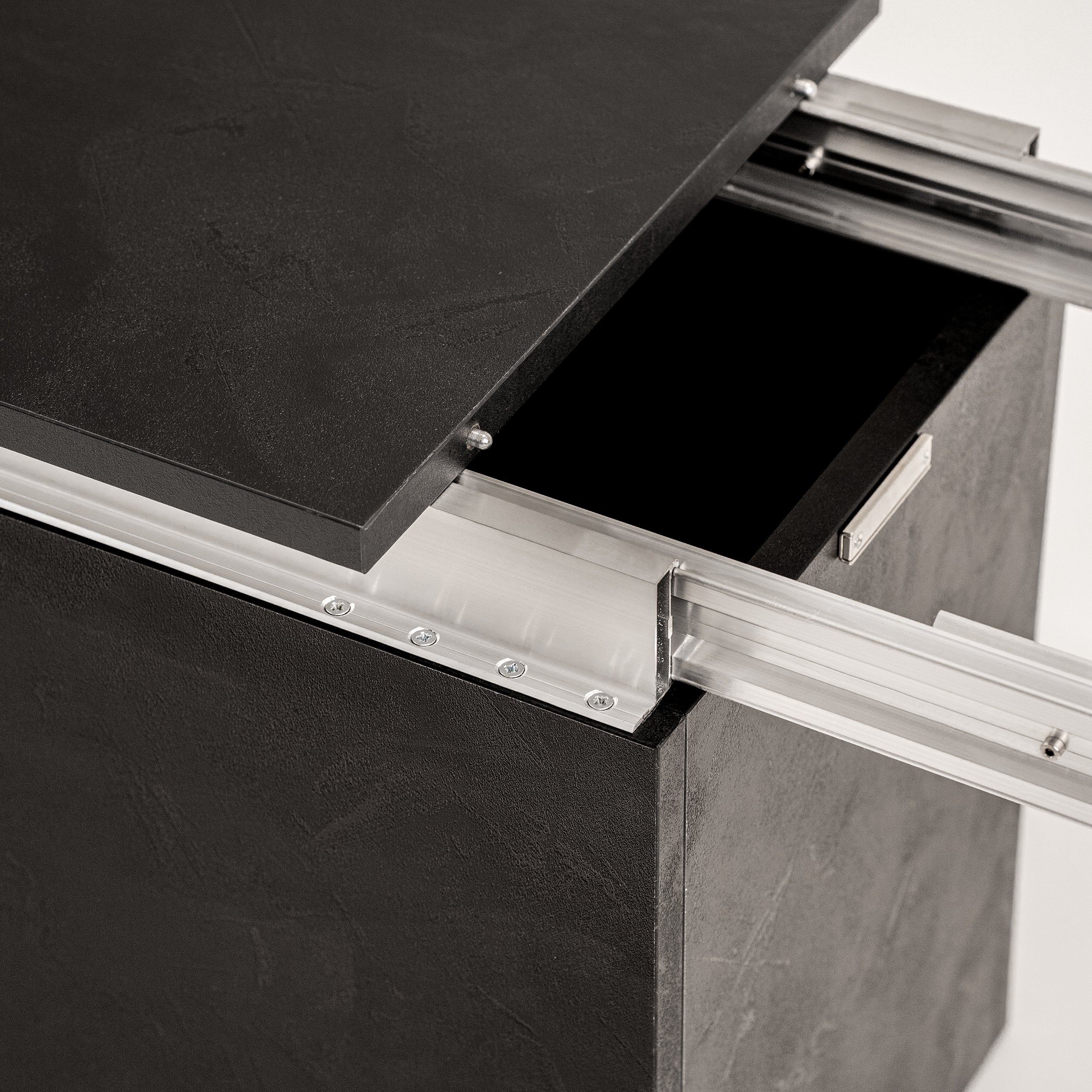 Ausziehbare Bank X 67,5(292)x35,6 cm, Schwarzer Beton - Detail image 7
