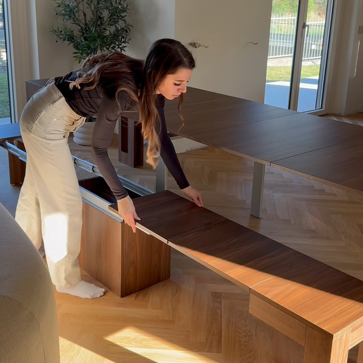 Banc Extensible X 67,5(292)x35,6 cm, Noyer Canaletto
