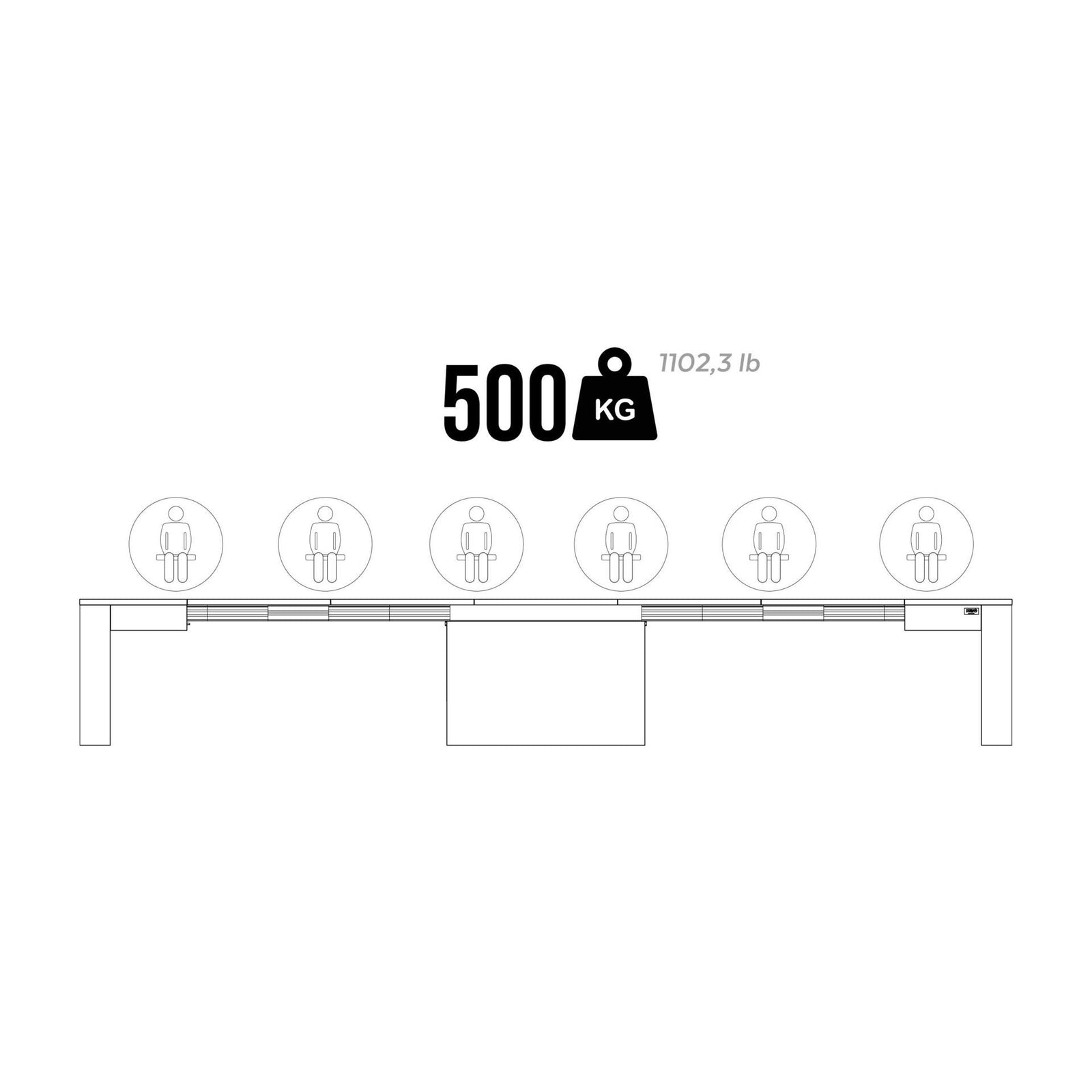 Banc Extensible X 67,5(292)x35,6 cm, Orme Perle - Immagine tecnica 2