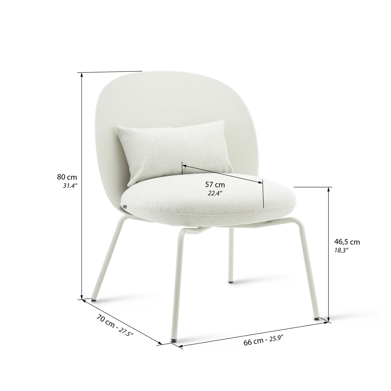 Marzia Armchairs, Set of 2, White - Immagine tecnica 1