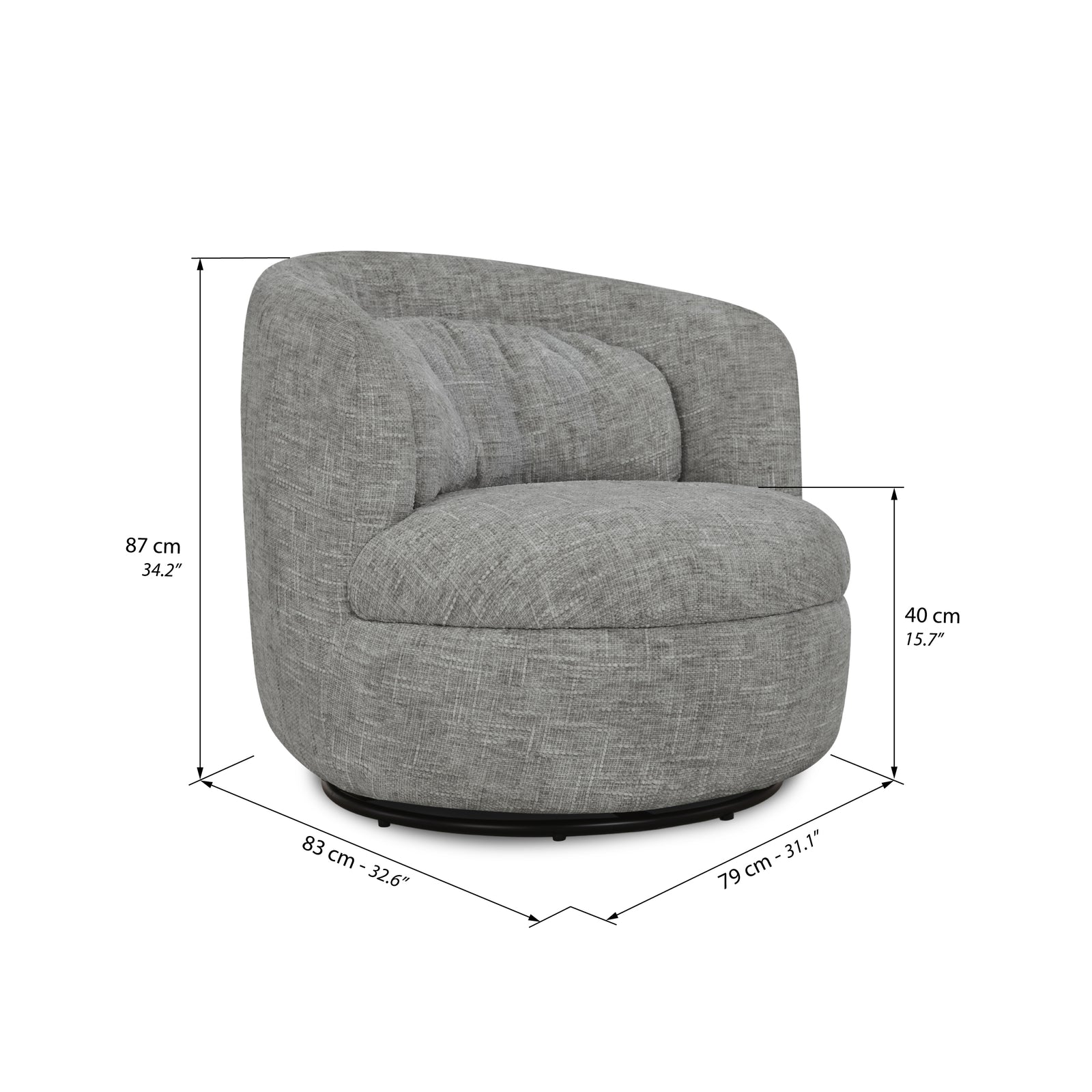 Stoffen fauteuil Olivia, Grijs Melange - Immagine tecnica 1