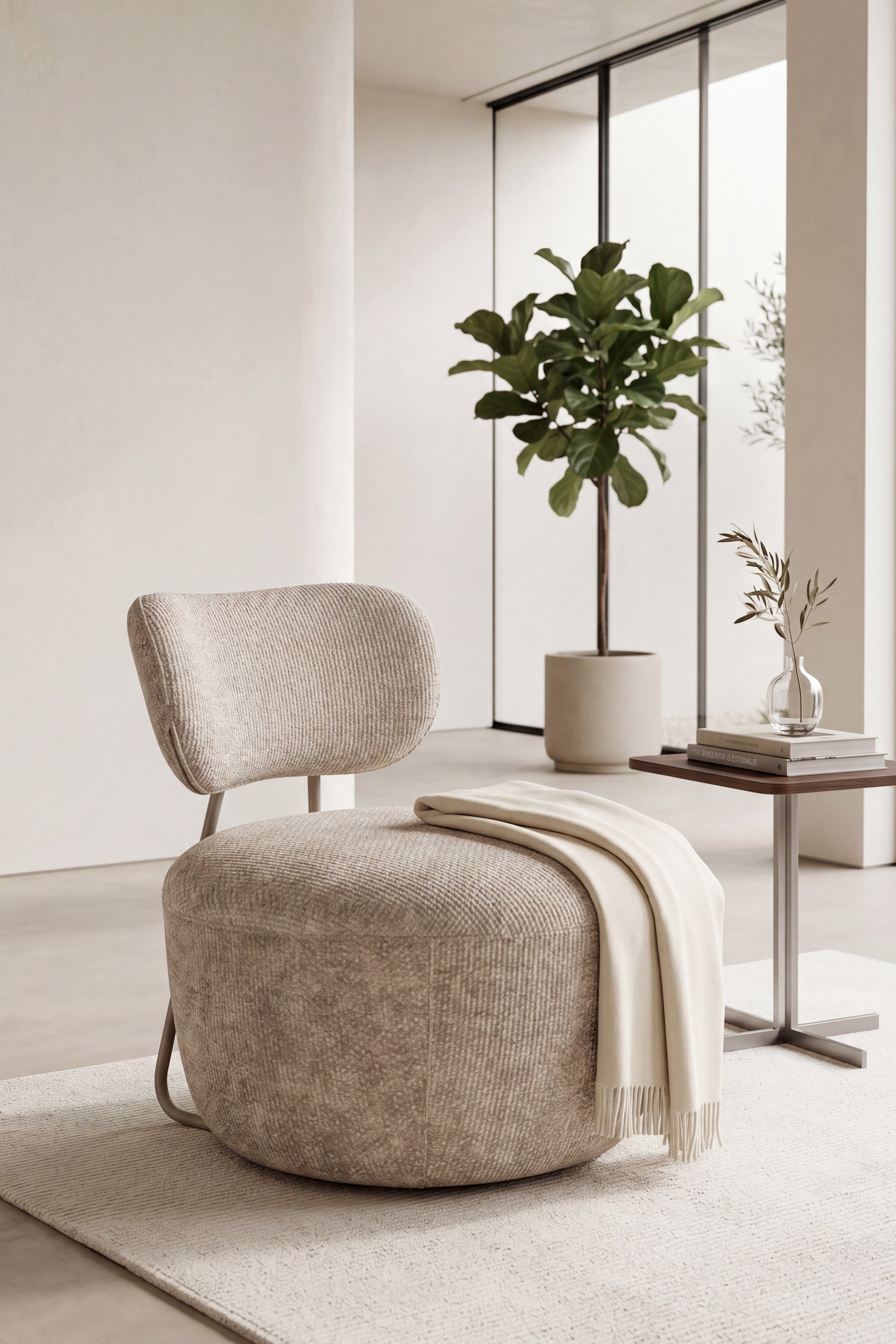 Fauteuil en tissu Rossella, Sable - Image d’ensemble 1