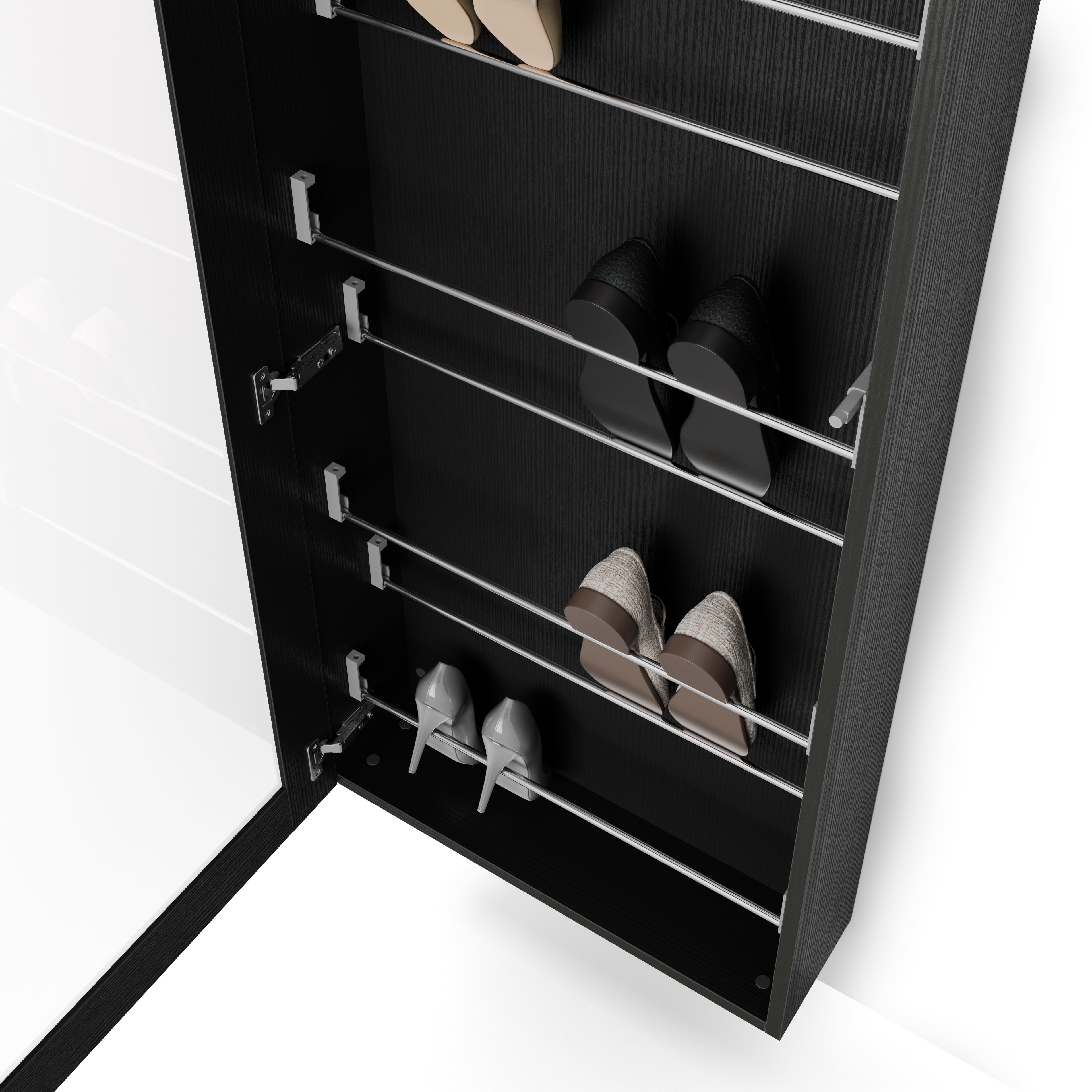 Hängeschuhschrank mit Spiegel Rachele 170x60 cm, Esche Zwart - Detail image 3