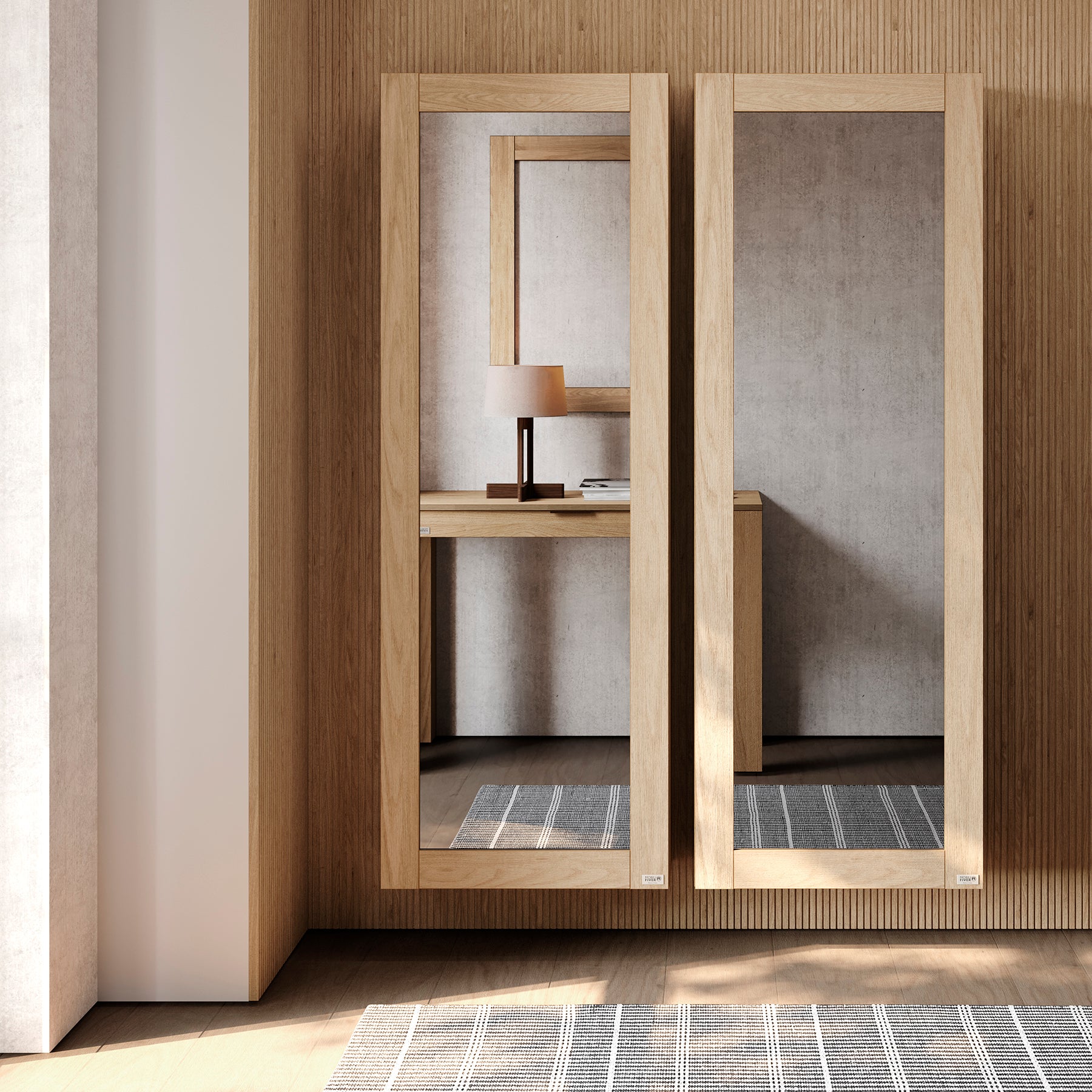 Hängeschuhschrank mit Spiegel Rachele 170x60 cm, Wildeiche - Set image 1