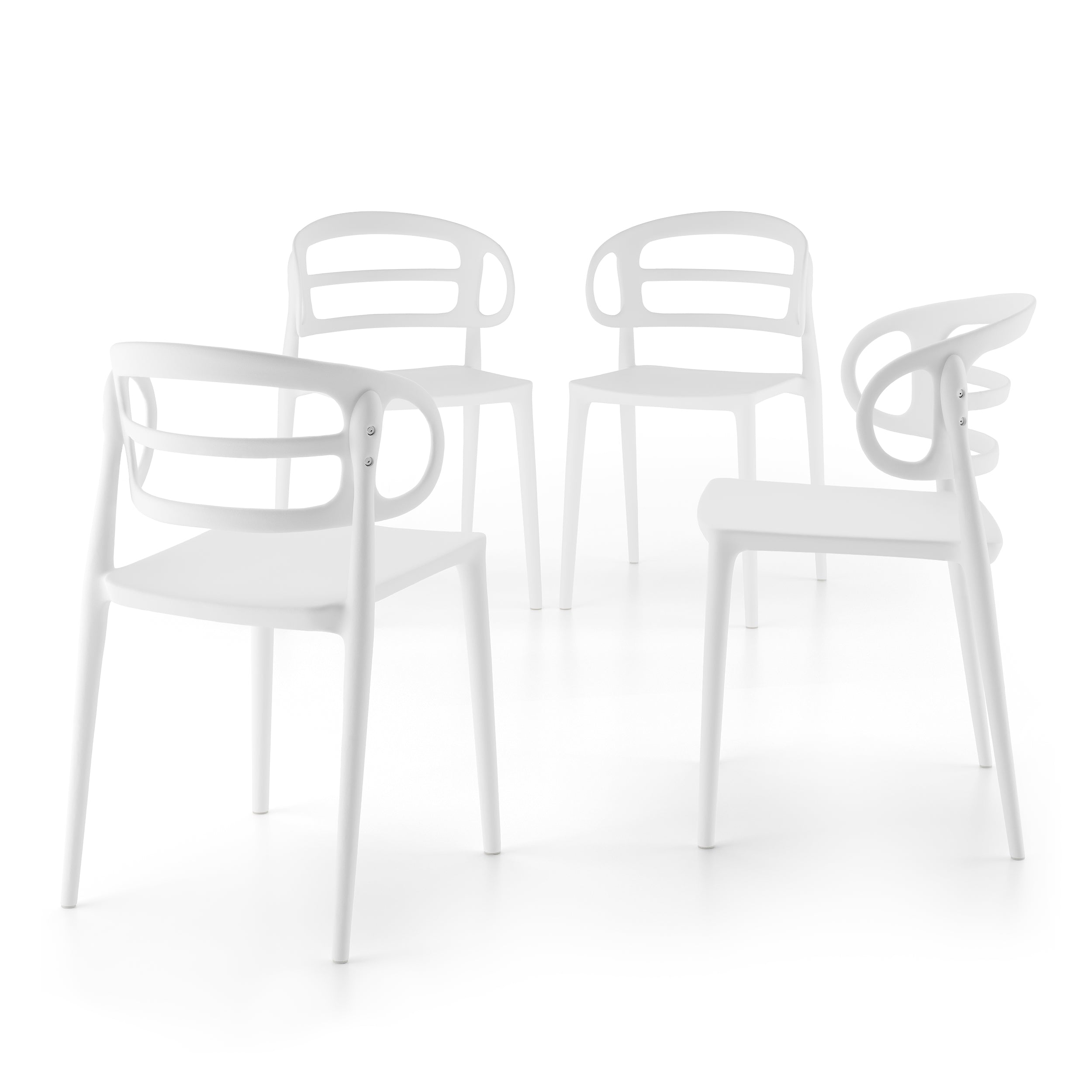 Sedie Carlotta, Set da 4, Bianco