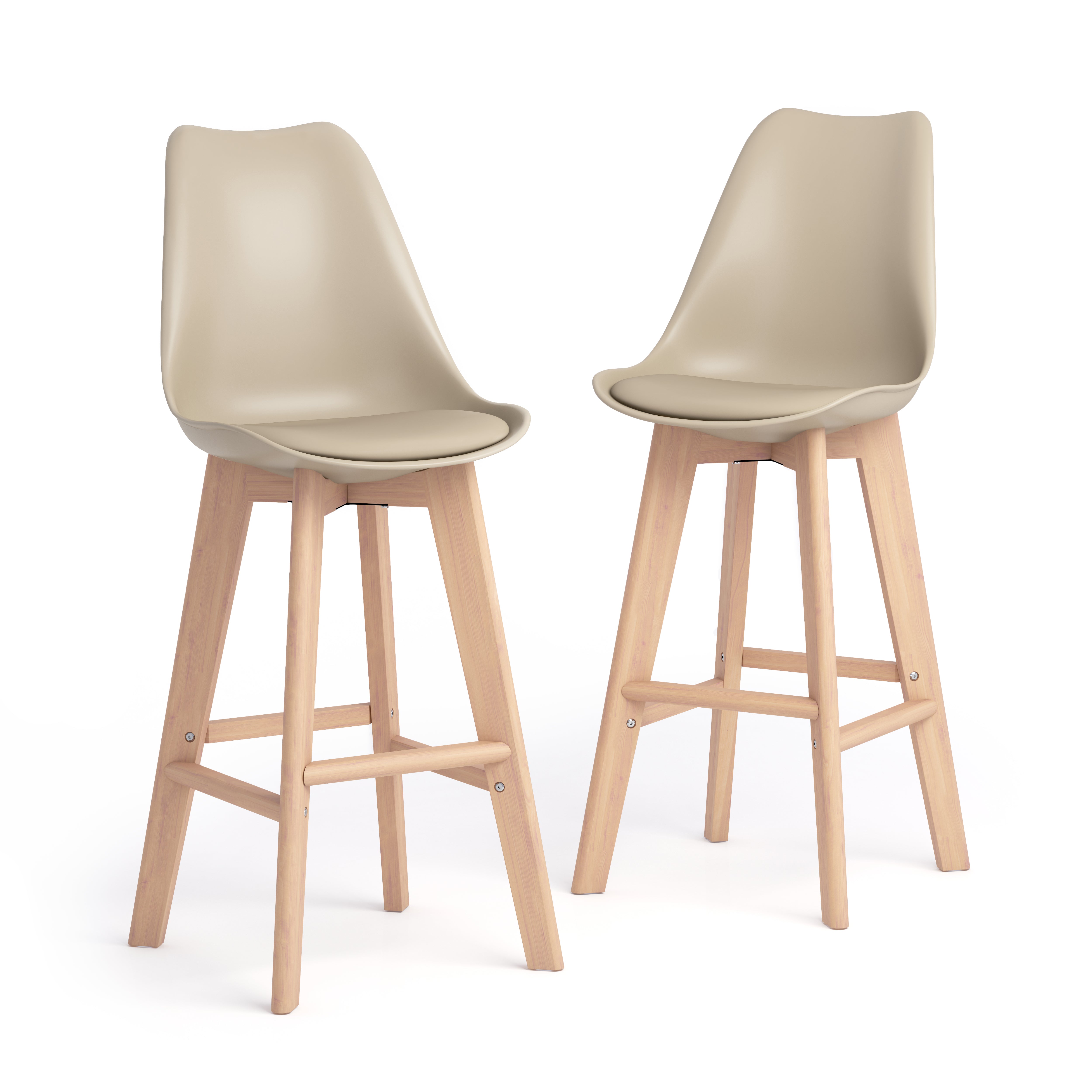 Set de 2 taburetes altos Greta, color Beige