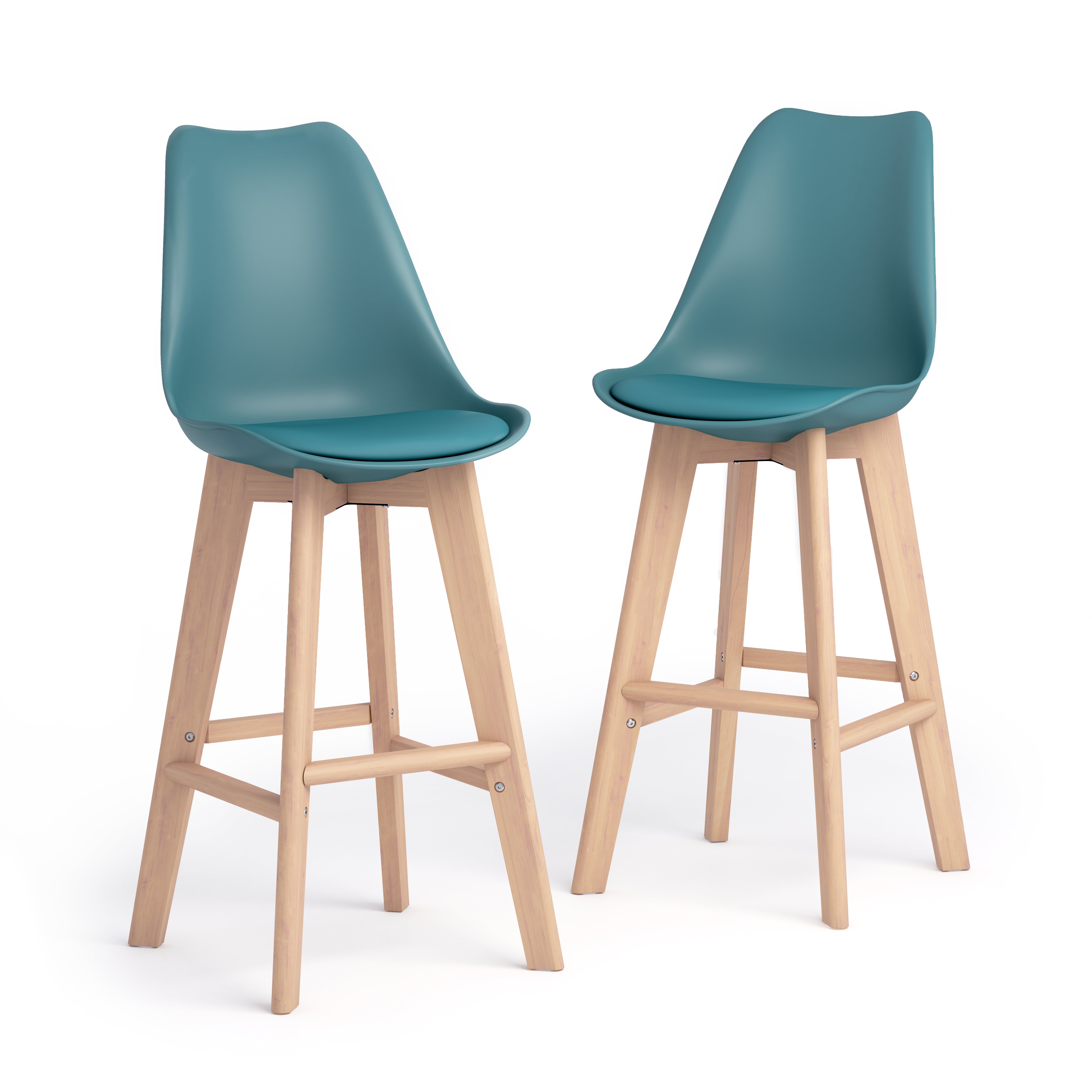 Sgabelli in stile nordico Greta, Set da 2, Blu Petrolio