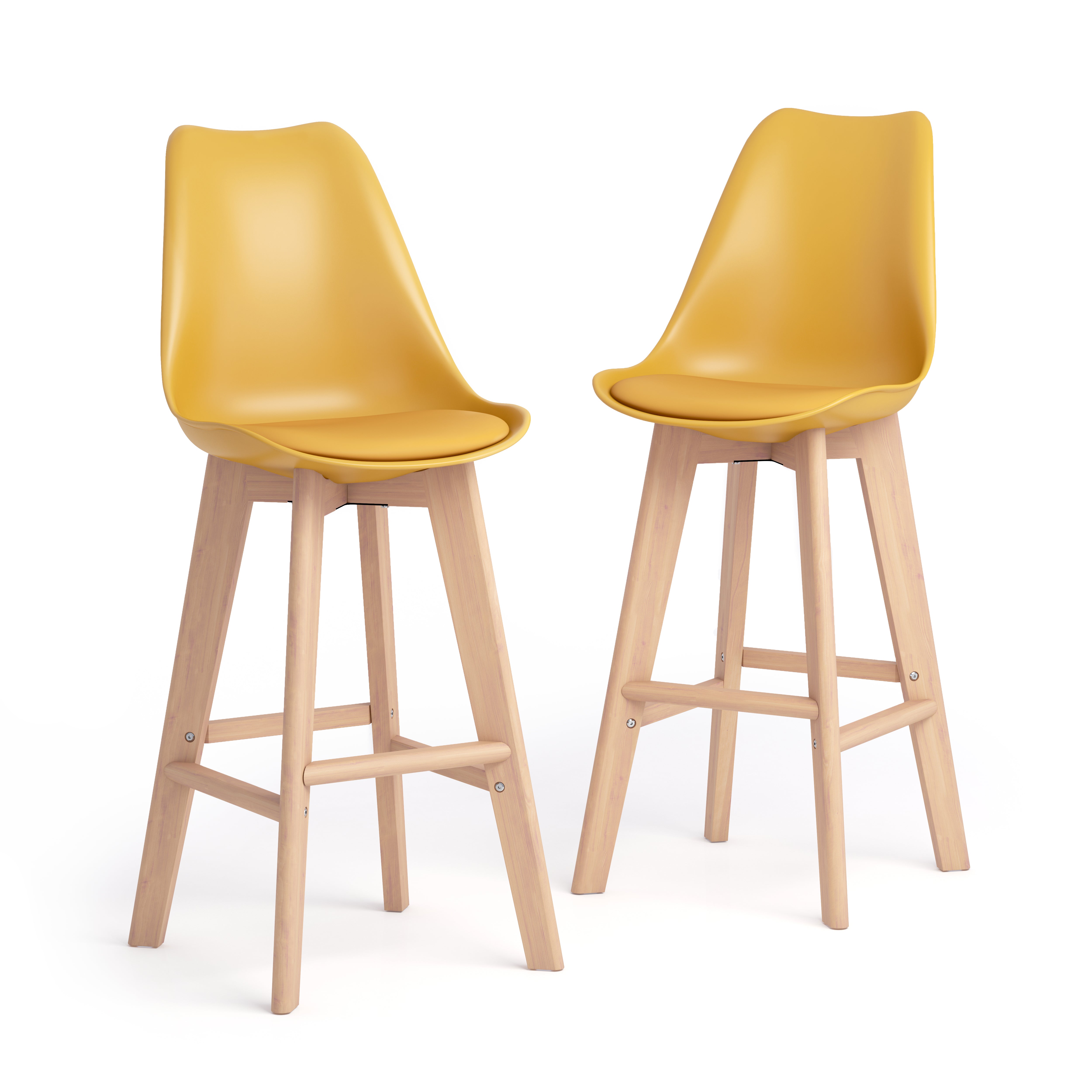 Set de 2 taburetes altos Greta, color Mostaza - Main image