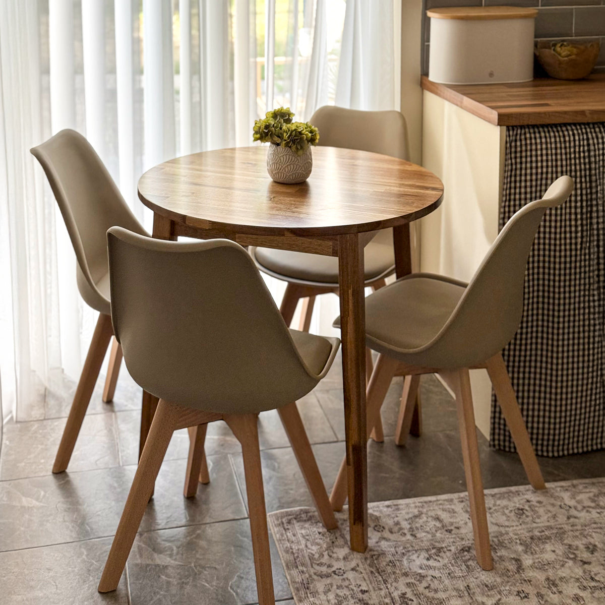 Greta Nordic Style Chairs, Set of 4, Beige