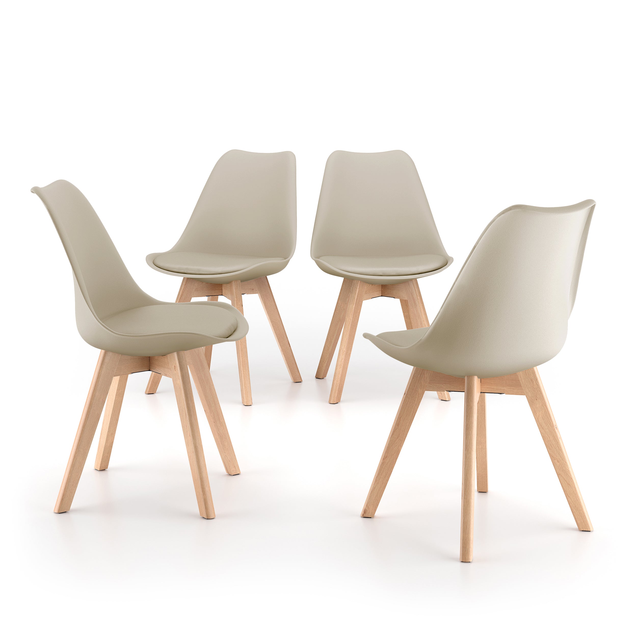 Skandinavische Stühle Greta, 4-er Set, Beige
