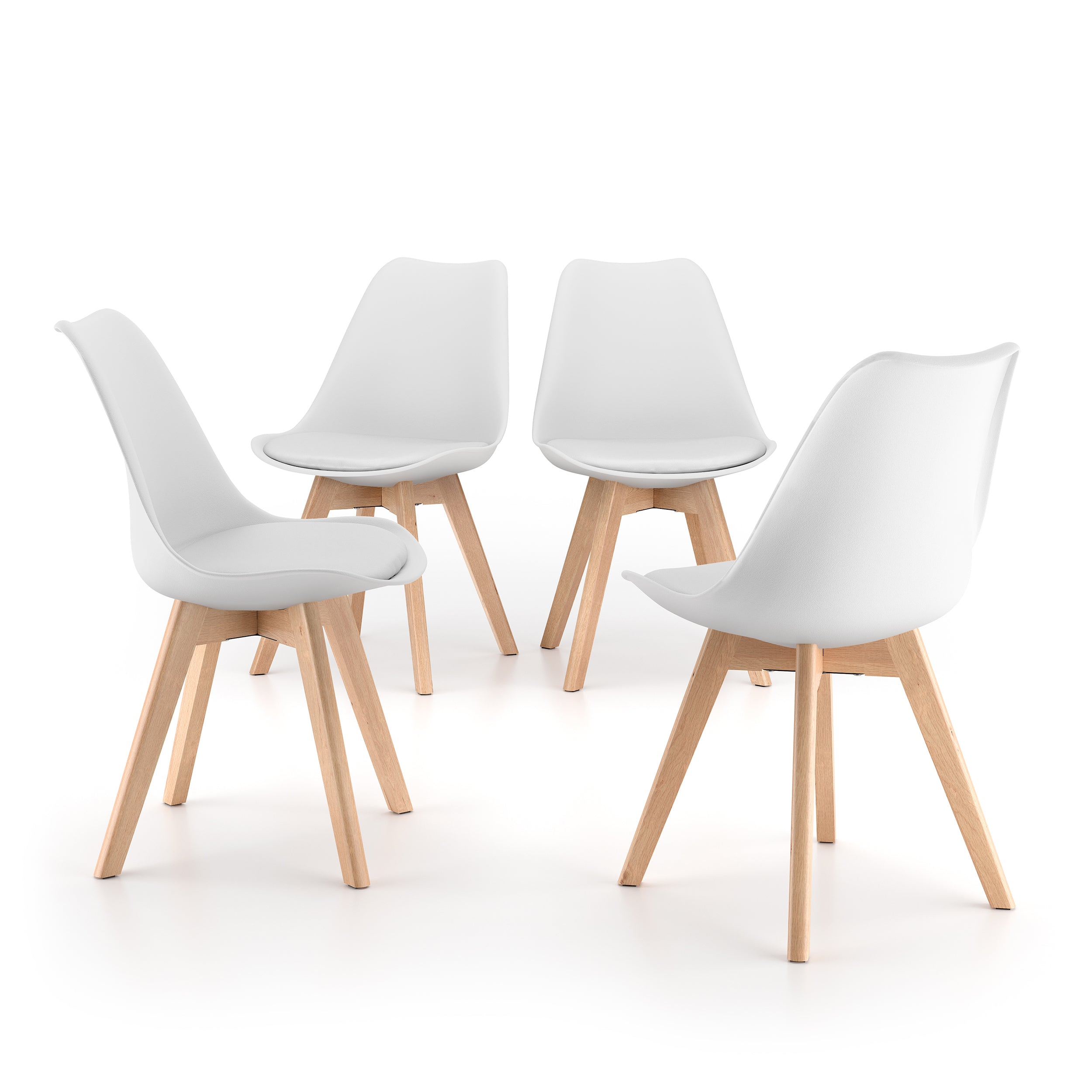 Chaises Scandinaves Greta, lot de 4, Blanc