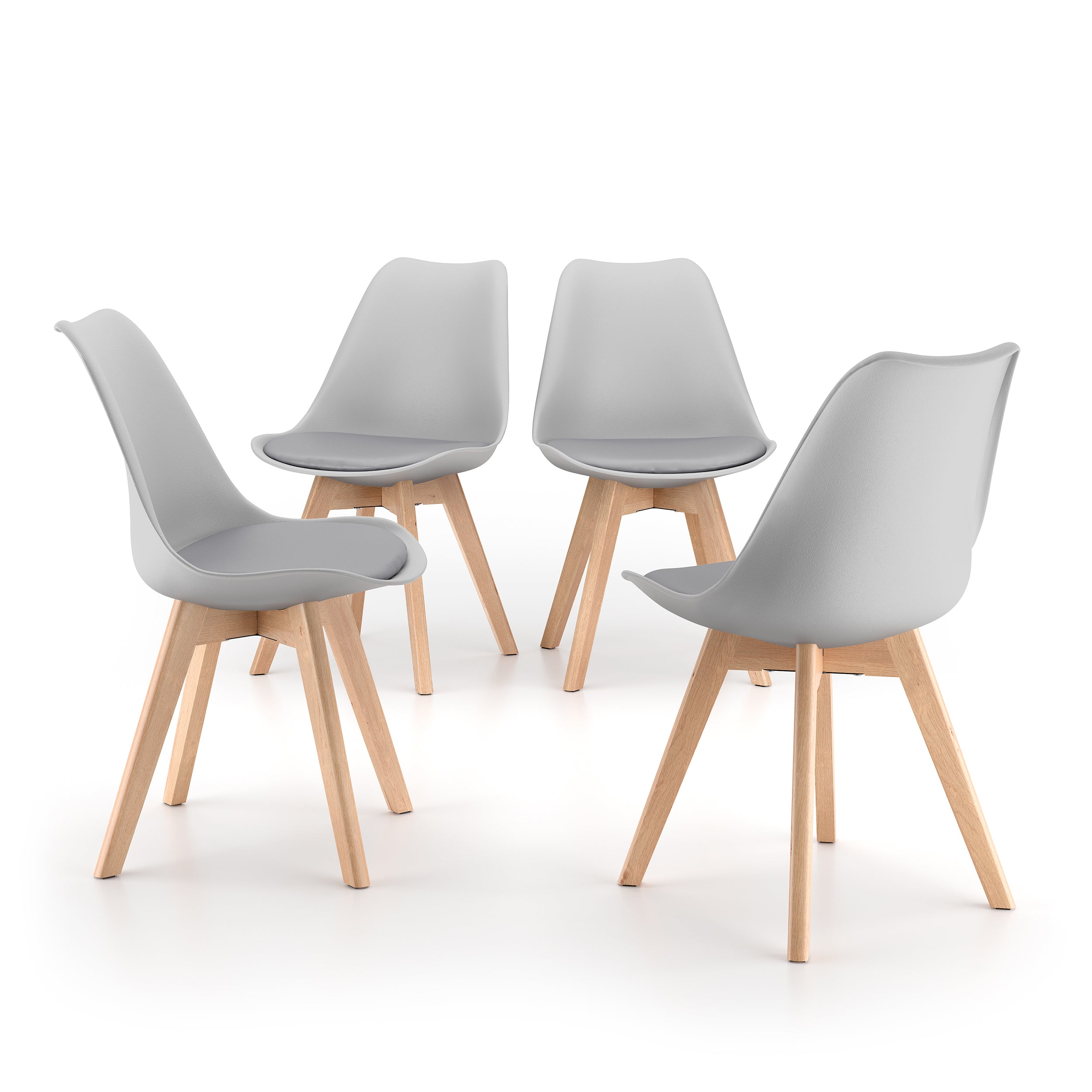 Chaises Scandinaves, Greta, lot de 4, Gris
